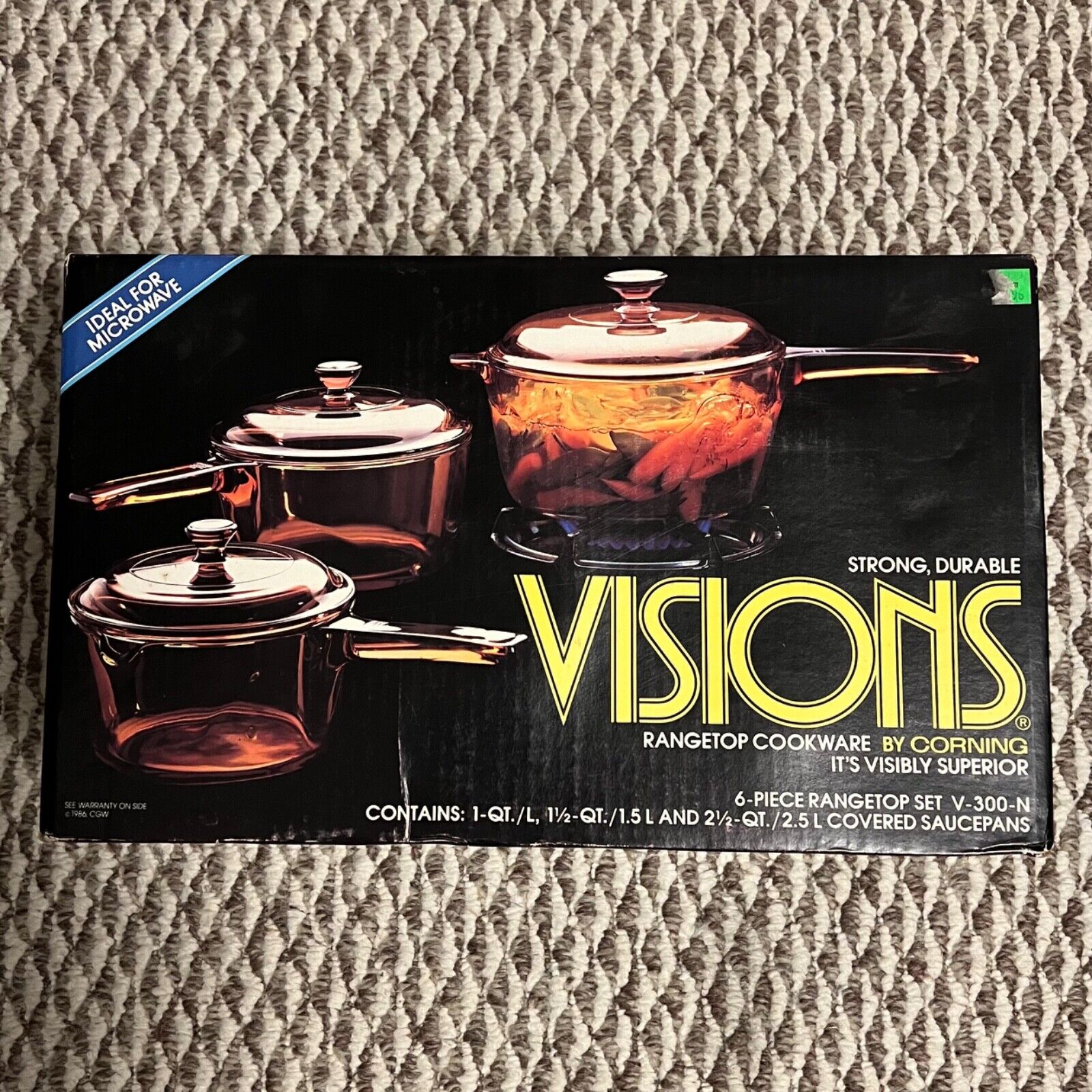 NIB Vintage Visions 6-Piece Rangetop Cookware Set by Corning V-300-N