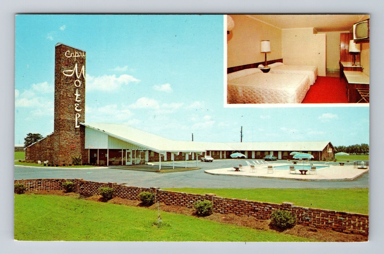 Perry GA-Georgia, Capri Motel, Advertising, Antique Souvenir Vintage Postcard