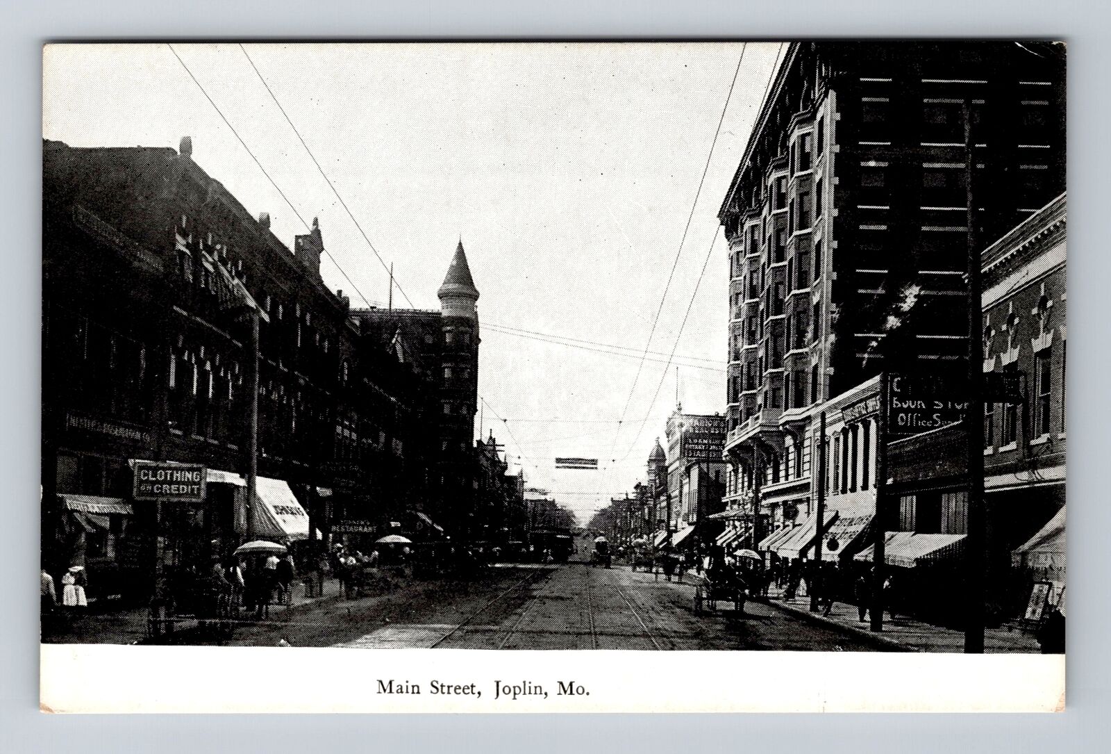 Joplin MO-Missouri, Scenic View Of Main Street, Restaurant, Vintage Postcard