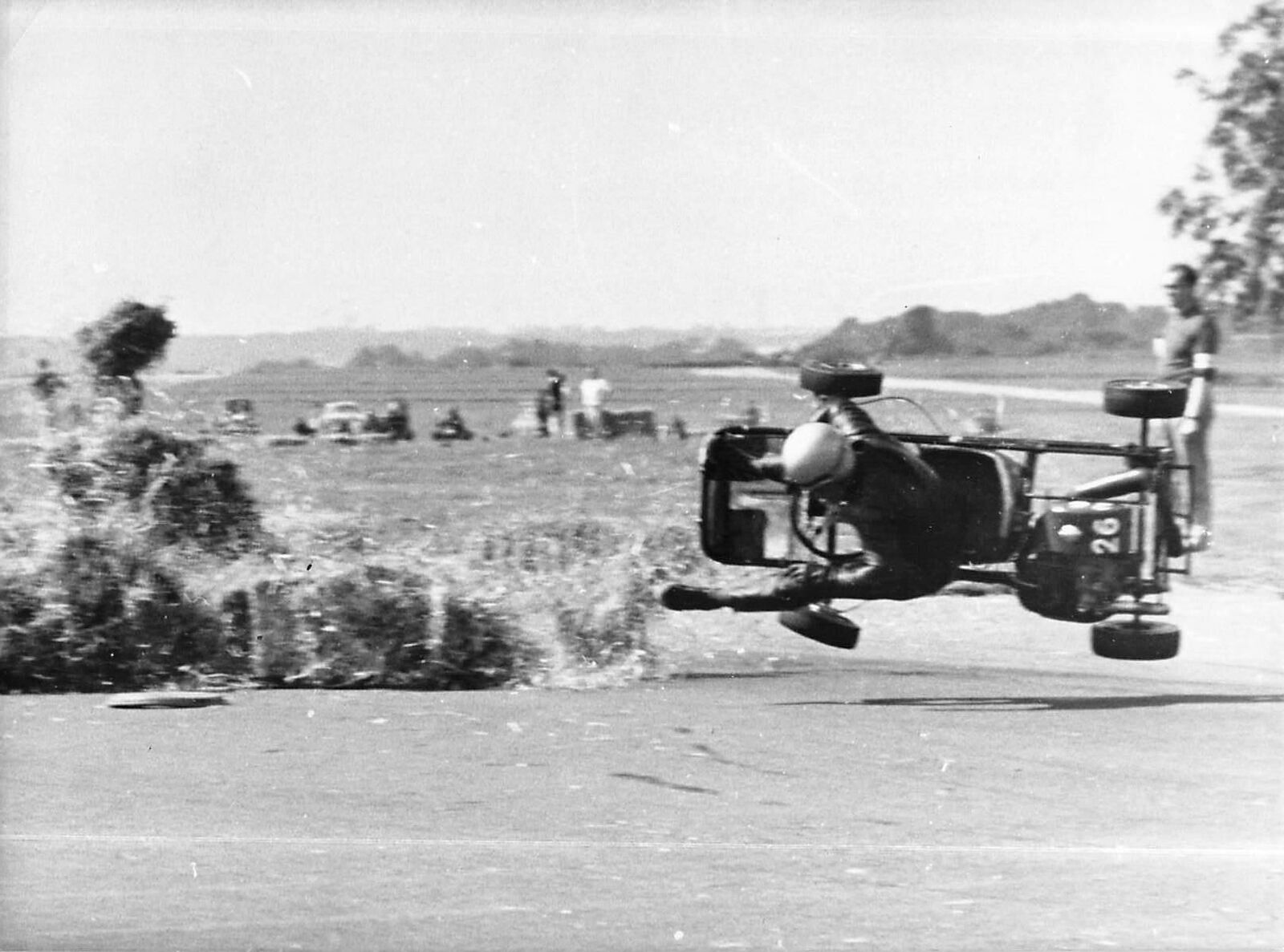 1965 Press Photo British Kart Racing Championships William Carney Crashes in Hay