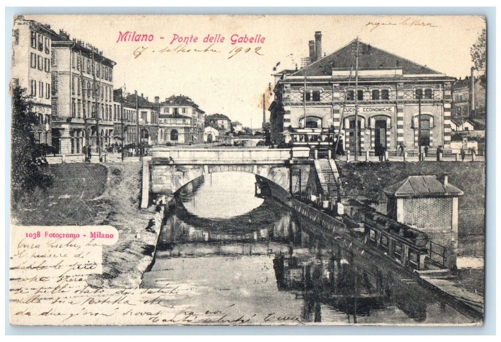 1902 Ponte Delle Gabelle Milan Italy Economiche Building Posted Postcard
