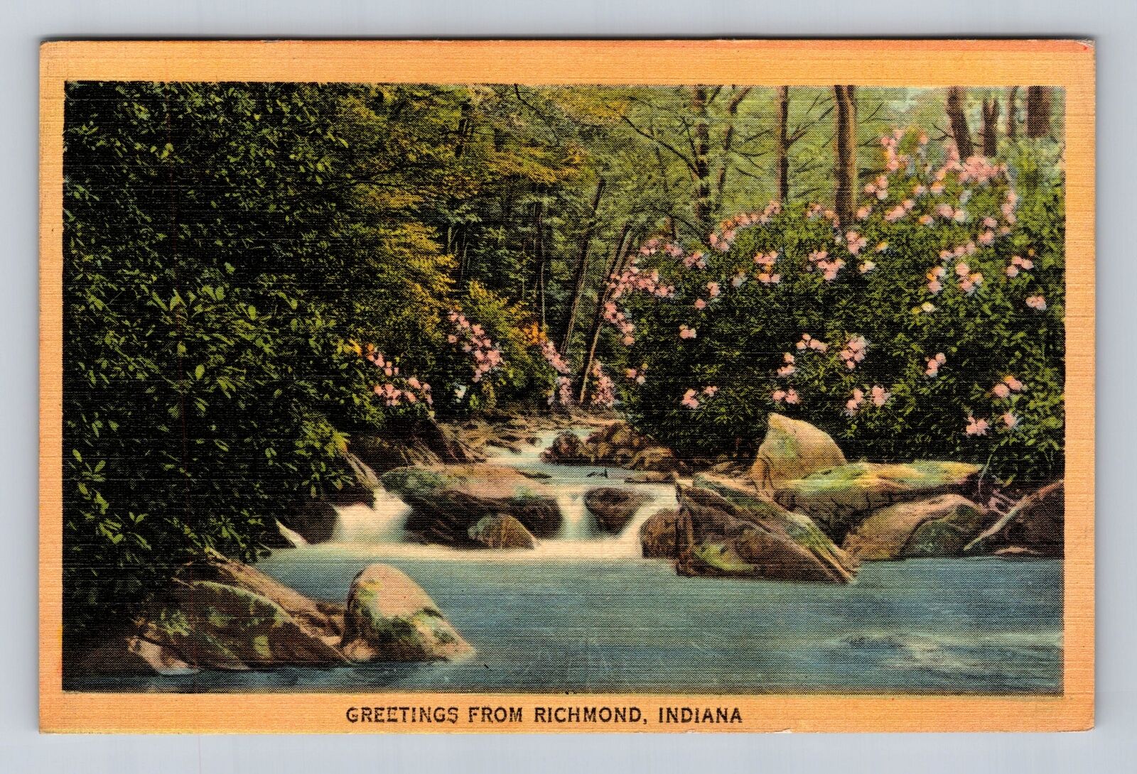 Richmond IN-Indiana, General Greeting, Scenic Brook side, Vintage Postcard