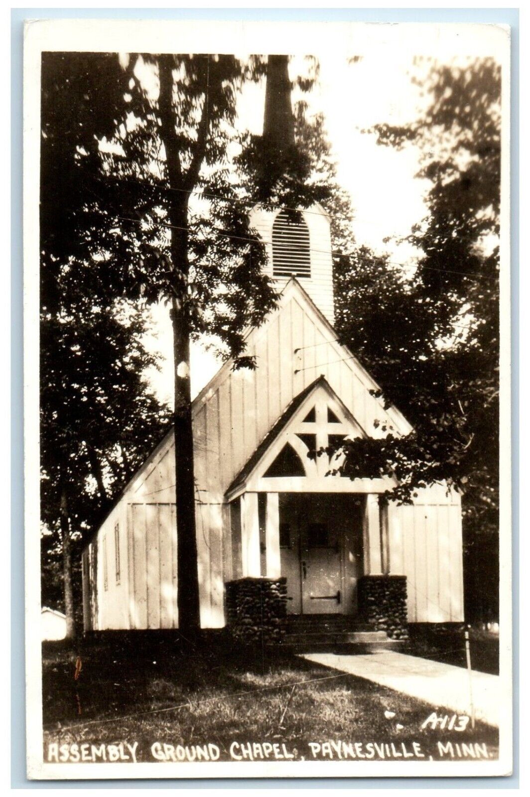 Paynesville Minnesota MN RPPC Photo Postcard Assembly Ground Chapel 1945 Antique