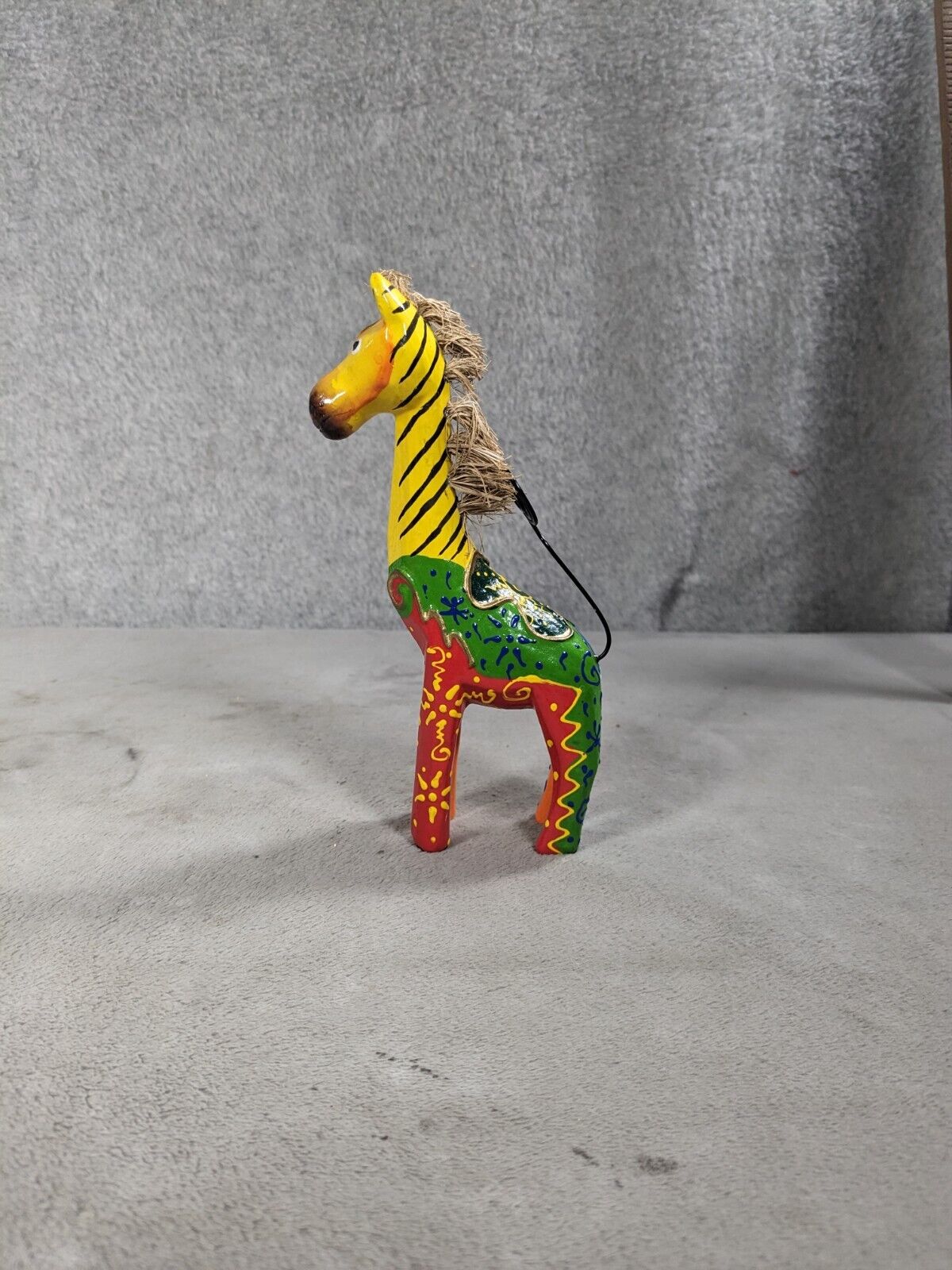 Vintage Cute Colorful Hand Painted Zebra Photo Holder 6.5