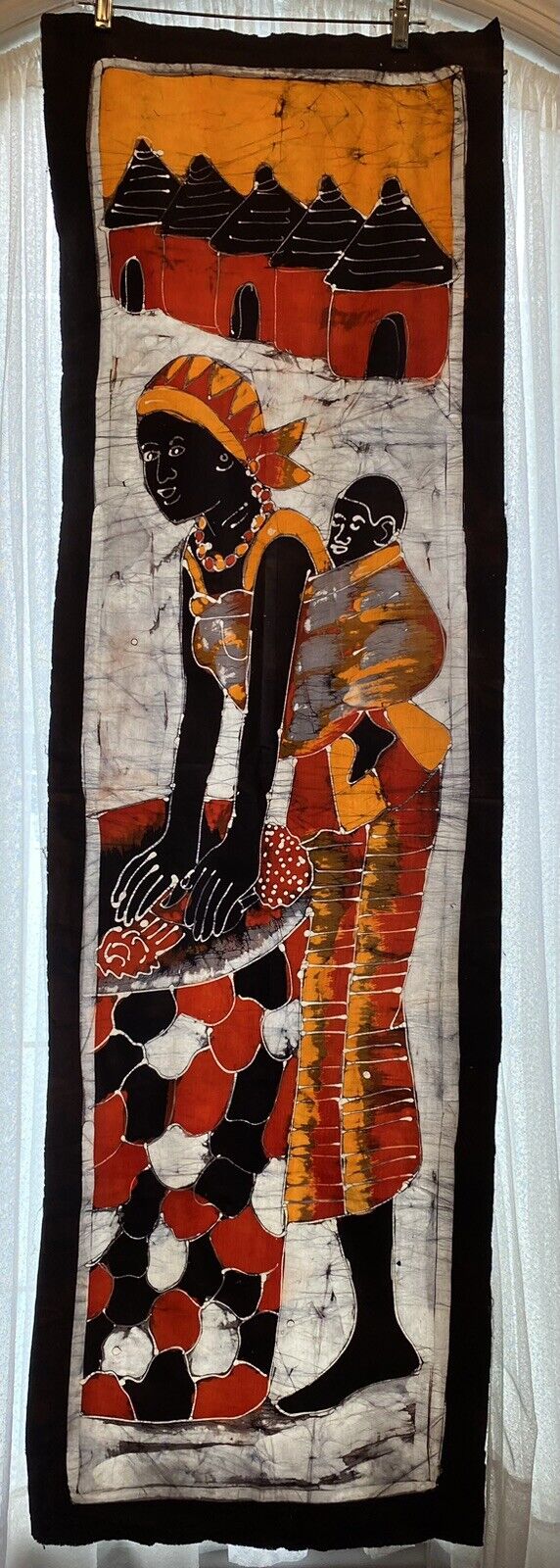 Mother With Child - African Batik From Ghana, West Africa .