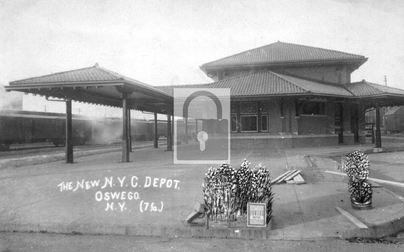 Oswego New York NY Railroad Train Station Depot Reprint Postcard