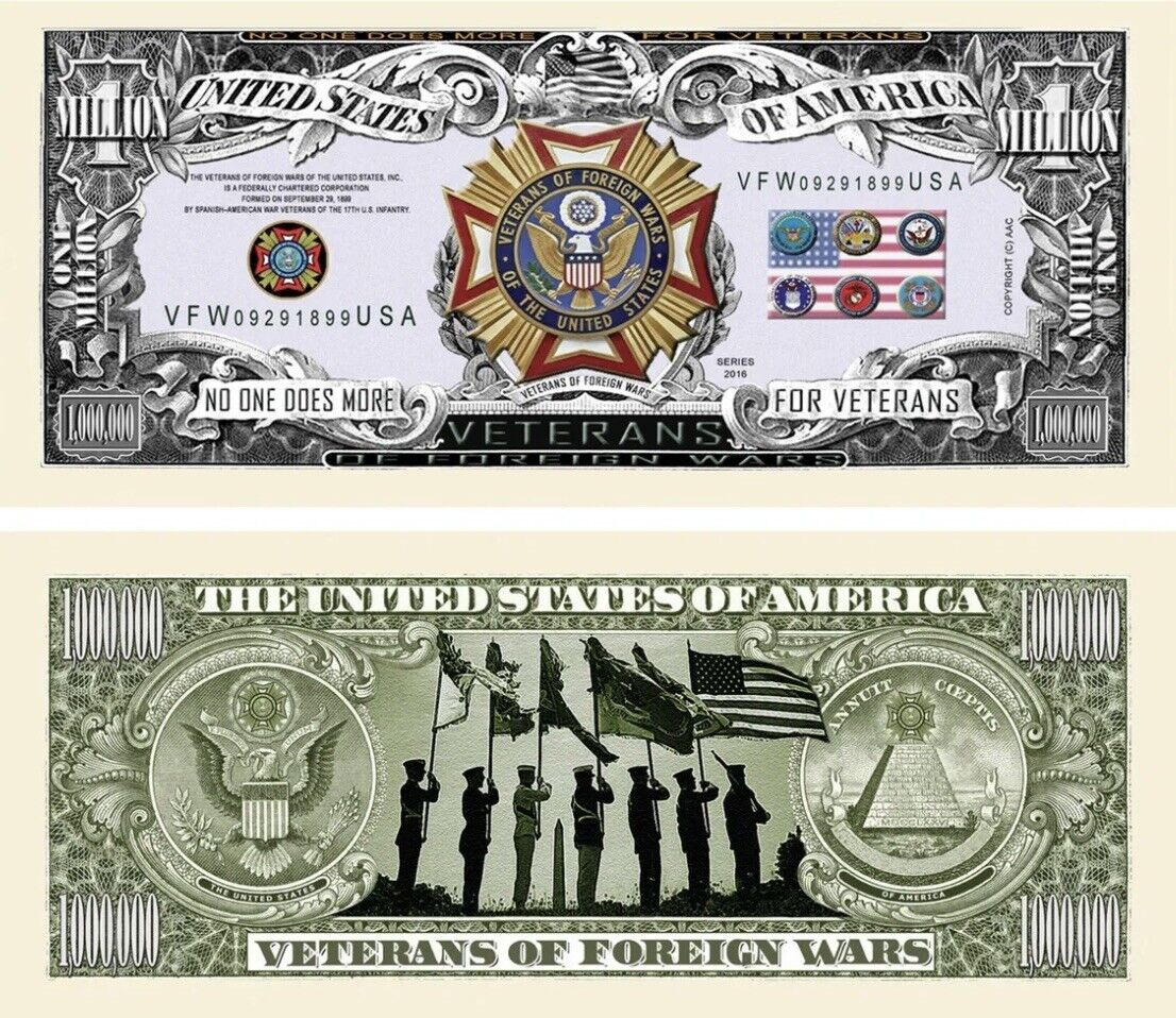 ✅ VFW Veterans of Foreign Wars 50 Pack Collectible Novelty 1 Million Dollars ✅