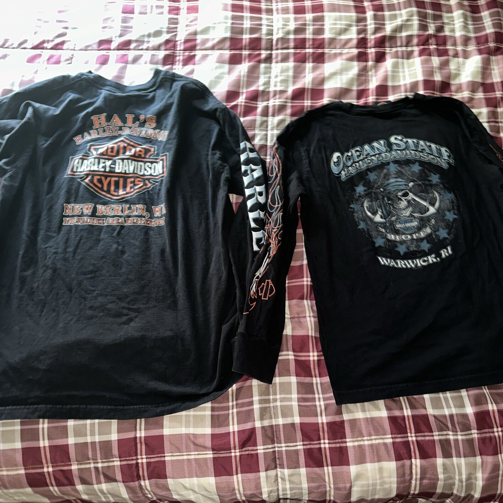 Lot of 2 Mens Harley-Davidson Motorcycle LONG SLEEVE Shirts Medium & XL Vintage