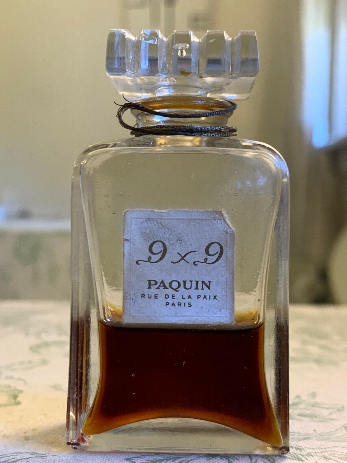 Jeanne Paquin 9 x 9 Baccarat Crystal Flacon Bottle Parfum Extrait 1939 Rare