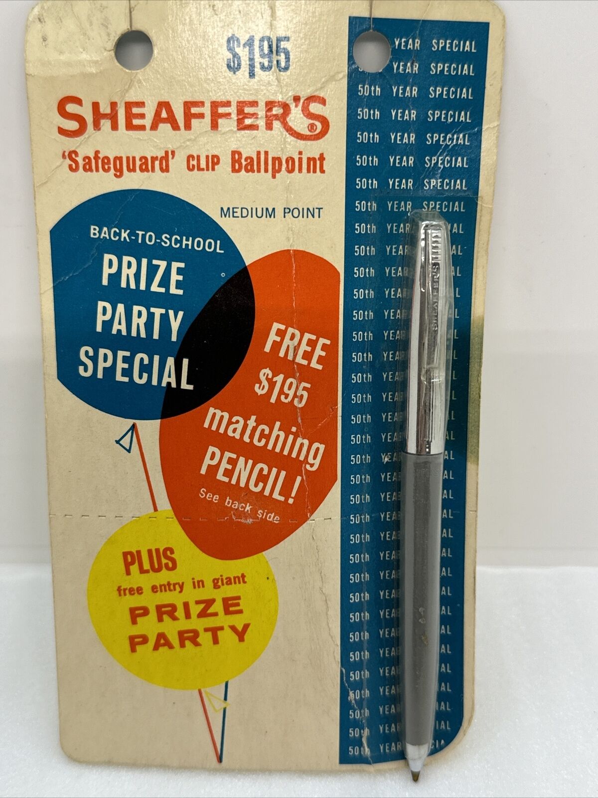 Vintage Scheaffer 1963 ‘Safeguard’ Clip Ballpoint Pen Blue Ink 50th Year Special