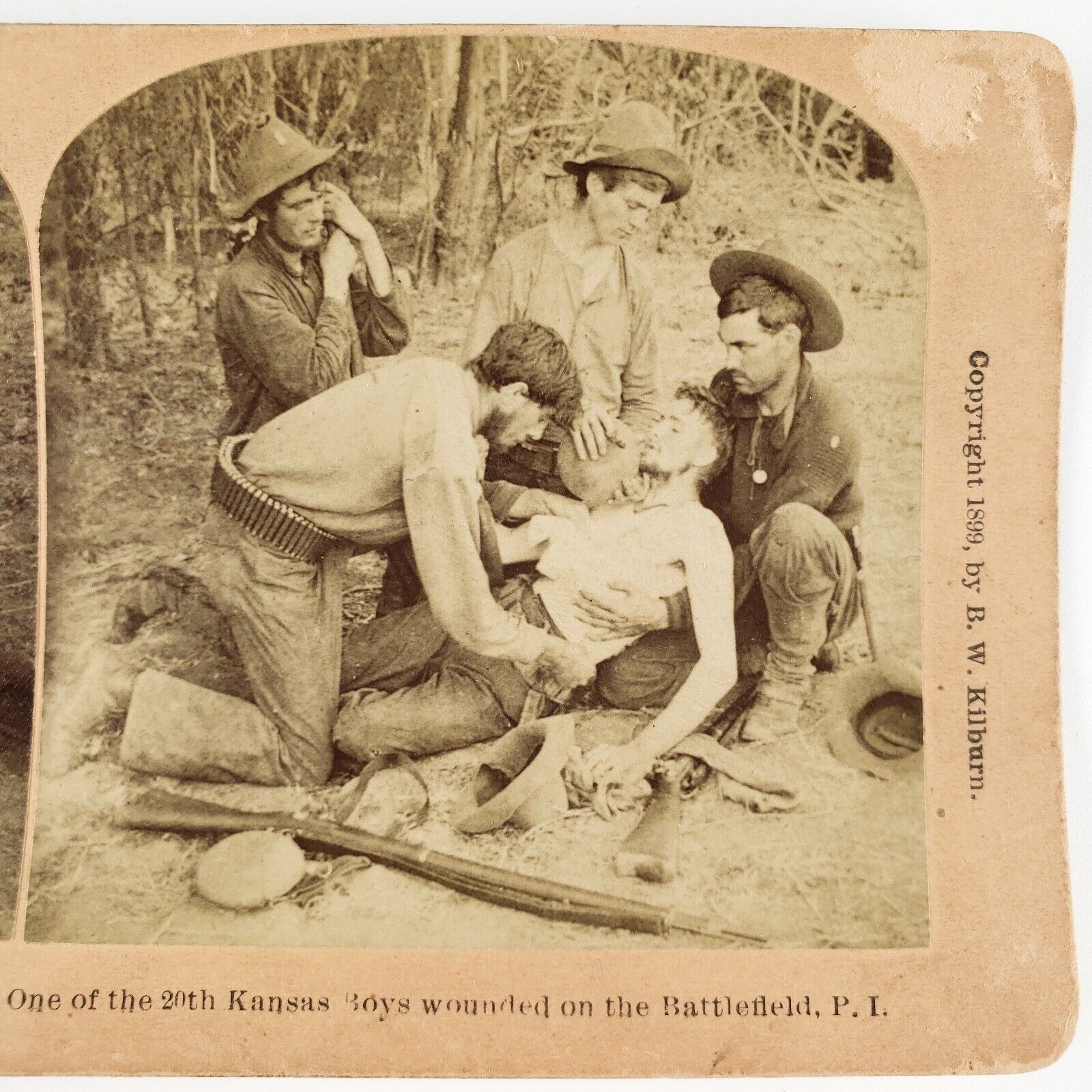 Wounded 20th Kansas Soldier Stereoview c1899 Philippine American War Photo B2139
