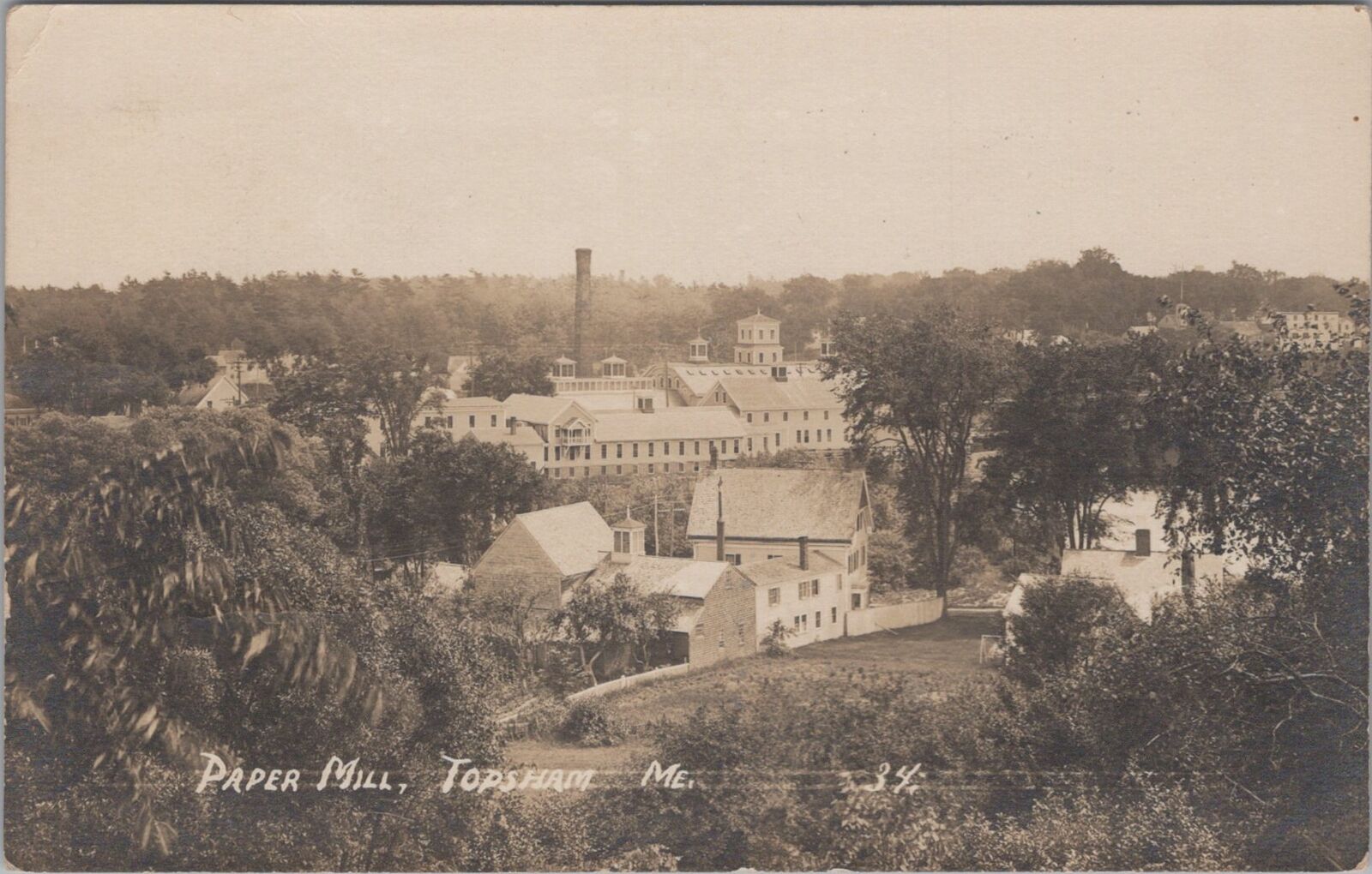 Paper Mill Topsham Maine 1912 Brunswick PM RPPC Photo Postcard