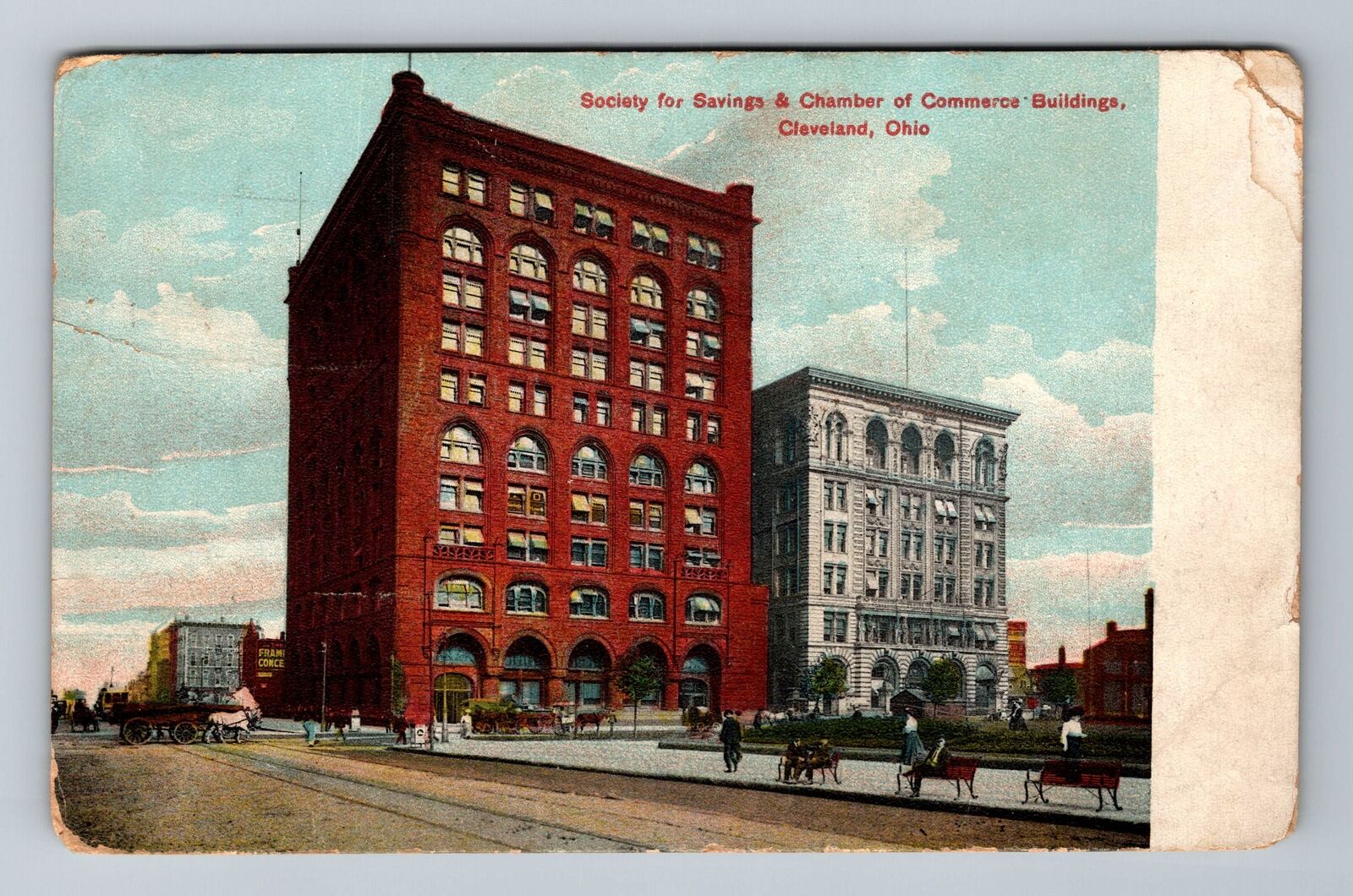 Cleveland OH-Ohio, Society for Saving & Chamber Commerce, Vintage Postcard