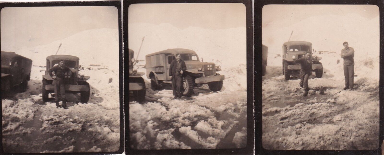 Lot 3 Original WWII Censored Photos US ARMY AMBULANCE Winter 1943 ALASKA 1031