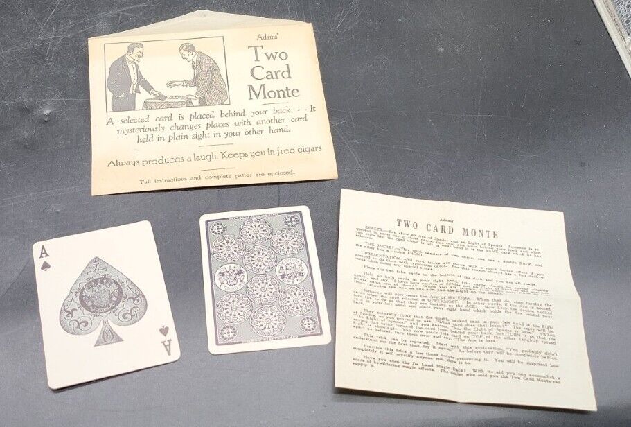 Vintage magic trick: early ADAMS' TWO CARD MONTE 