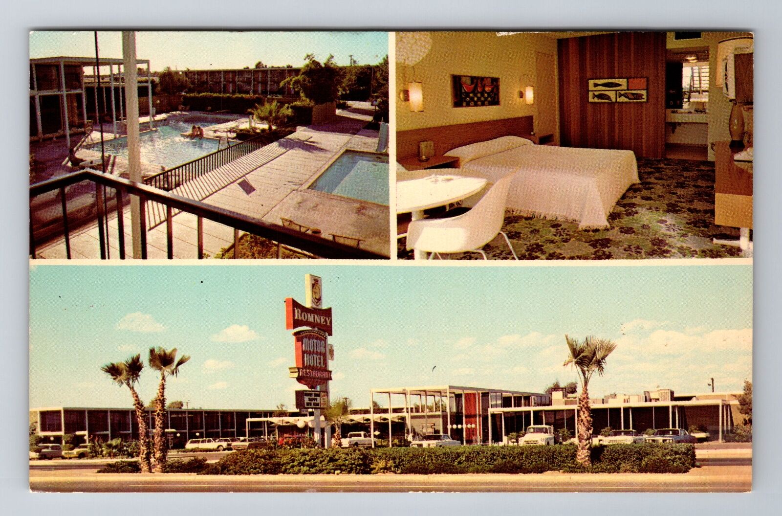 Yuma AZ-Arizona, Romney Motor Hotel, Advertising, Antique, Vintage Postcard