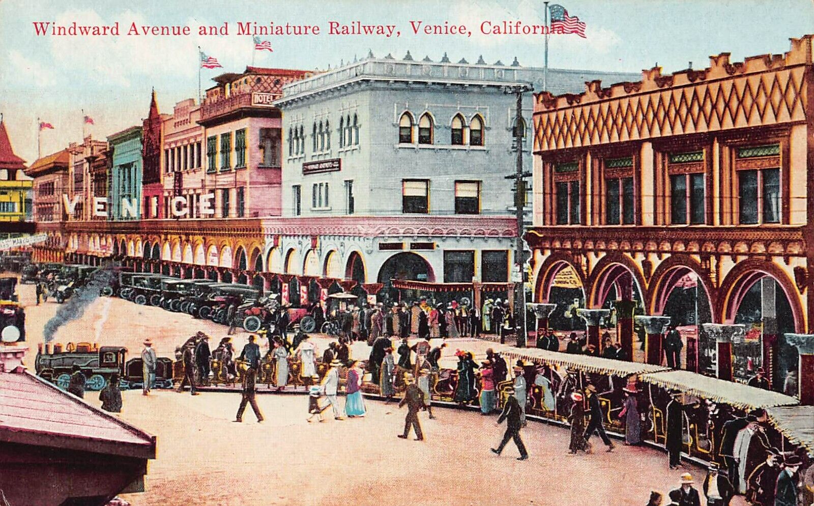 Venice CA California Scenic Railroad Railway Kinney Pier c1910 Vtg Postcard B17