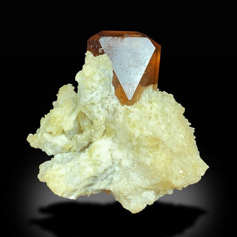 212 Gram Double Terminated Rich Brown Color Topaz Crystal With Hydrate Specimen 