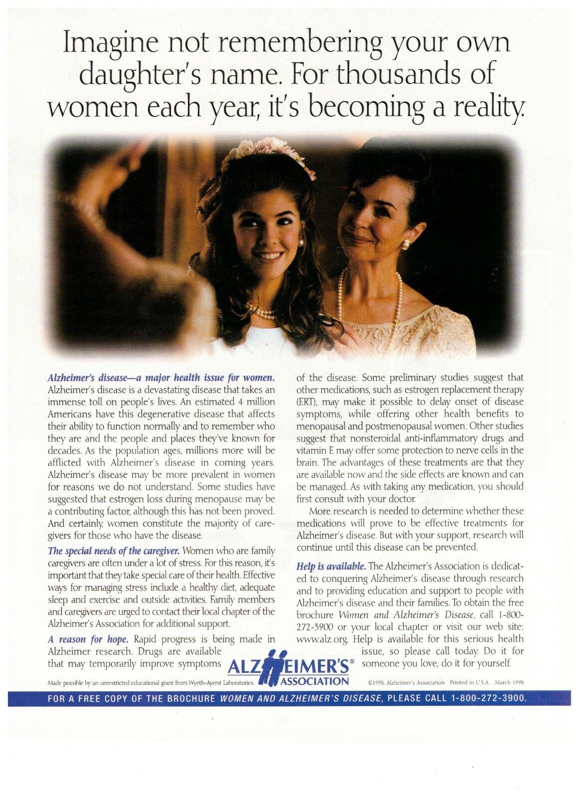 1997 Alzheimer's Association Daughter's Name Vintage Print Advertisement