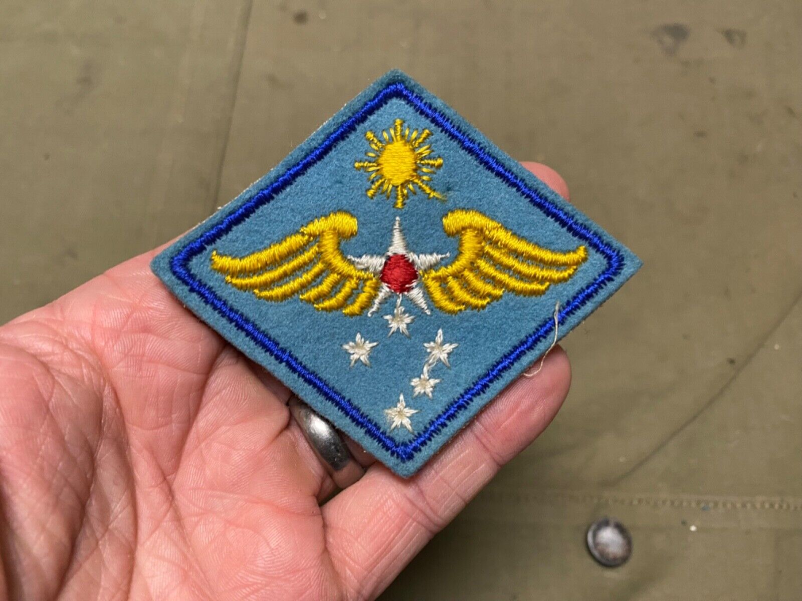 ORIGINAL WWII US FAR EAST COMMAND AIR FORCE AAF SLEEVE INSIGNIA PATCH-SKY BLUE