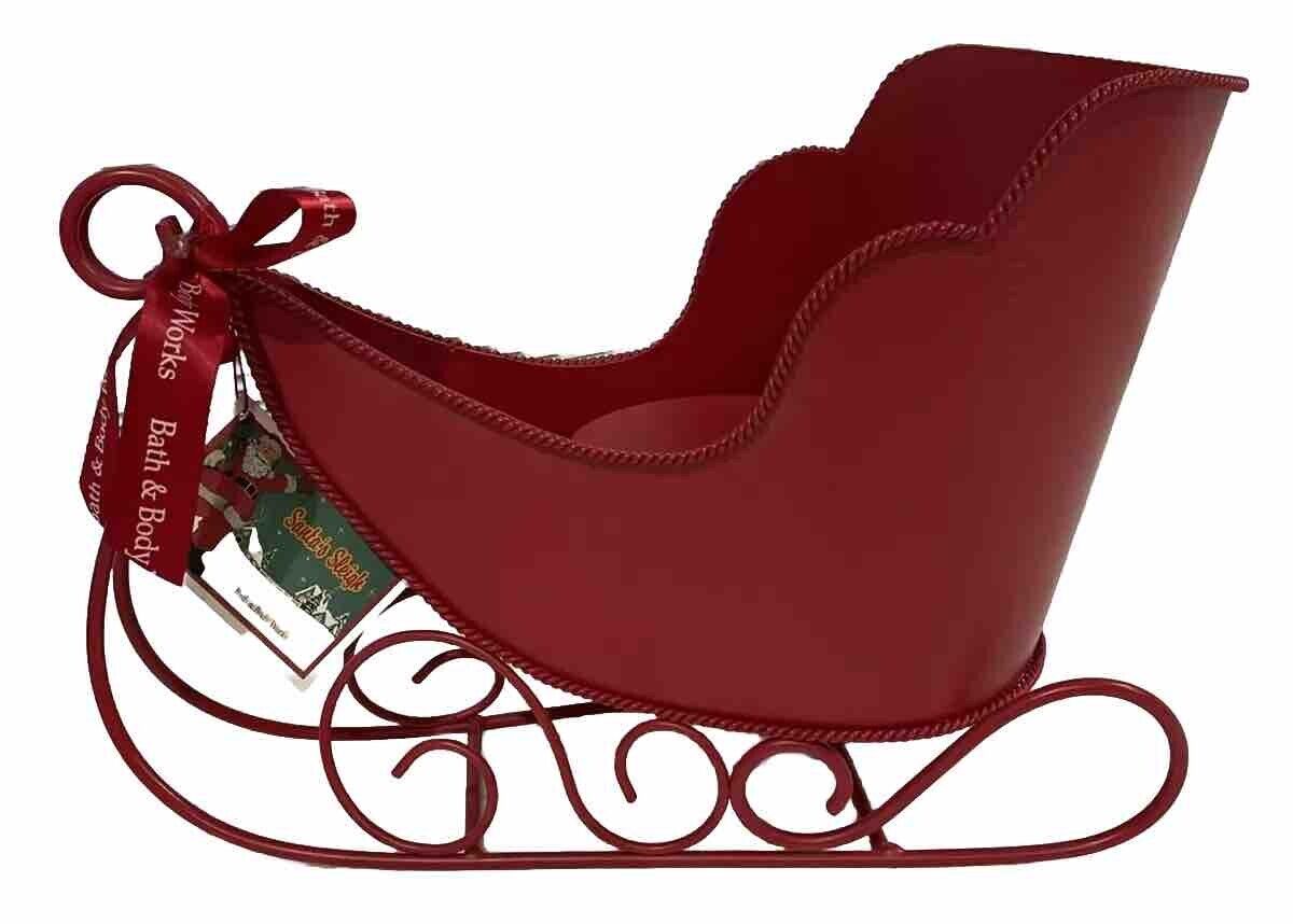 Santa Sleigh Centerpiece Candle Holder Red Metal Merry Christmas New with Tags