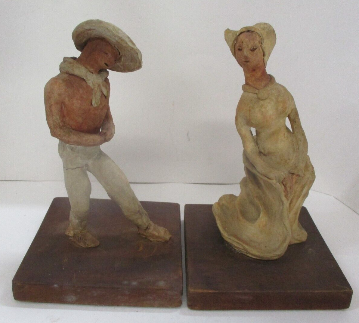 Pair of Vintage Mexican? Folk Art Pottery Sculptures