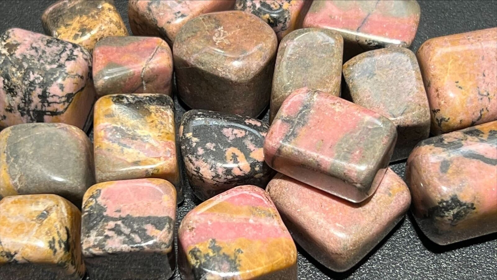 Bulk Wholesale Lot 1 LB Tumbled Rhodonite One Pound Polished Stones Natural