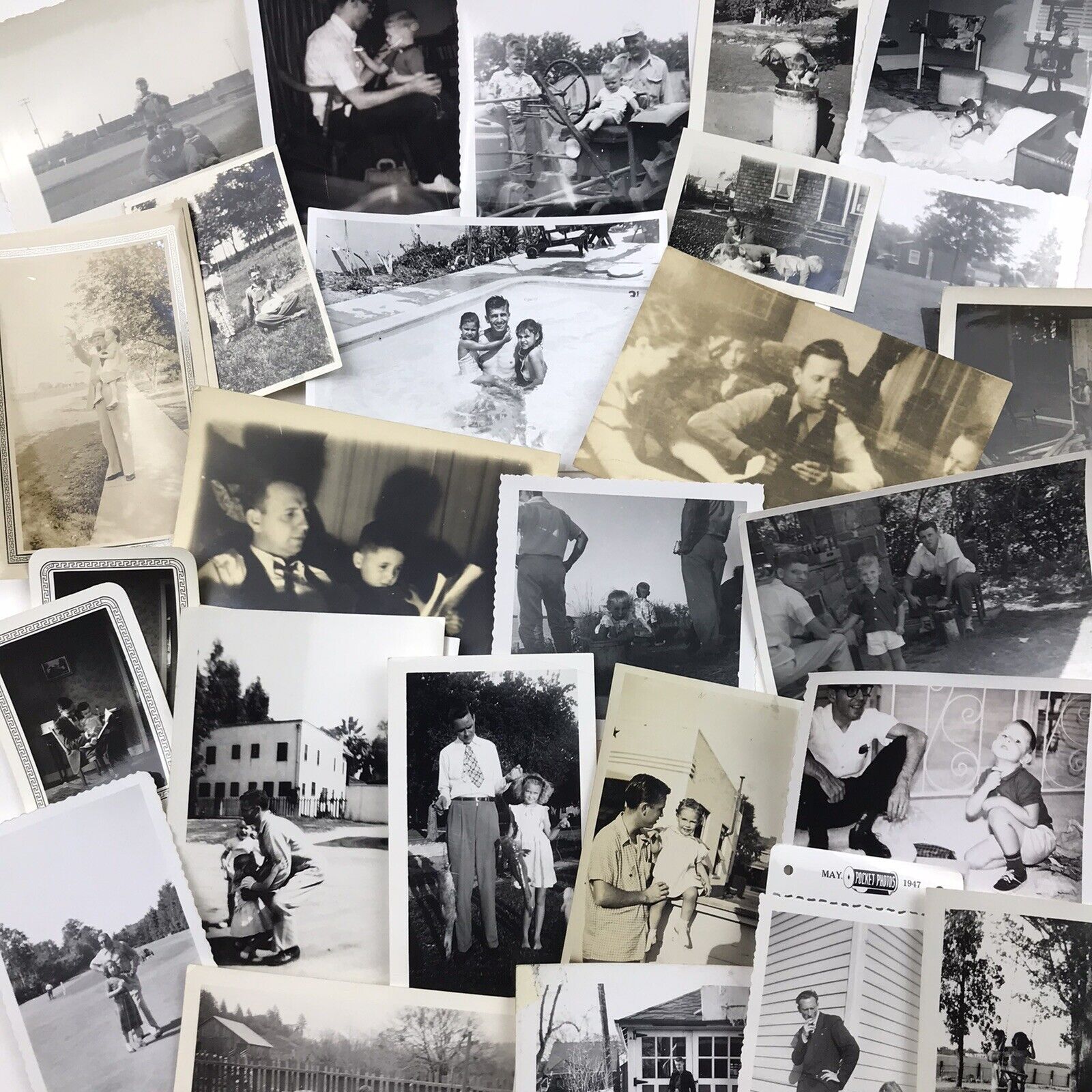 Vintage Mixed Photo Lot of 25 Kids Children Playing Doing Things With Dads