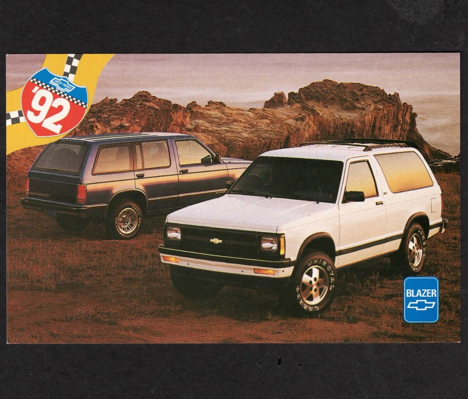 1992 Chevrolet S-10 BLAZERS: Original Dealer Promotional Postcard UNUSED VG+/Ex