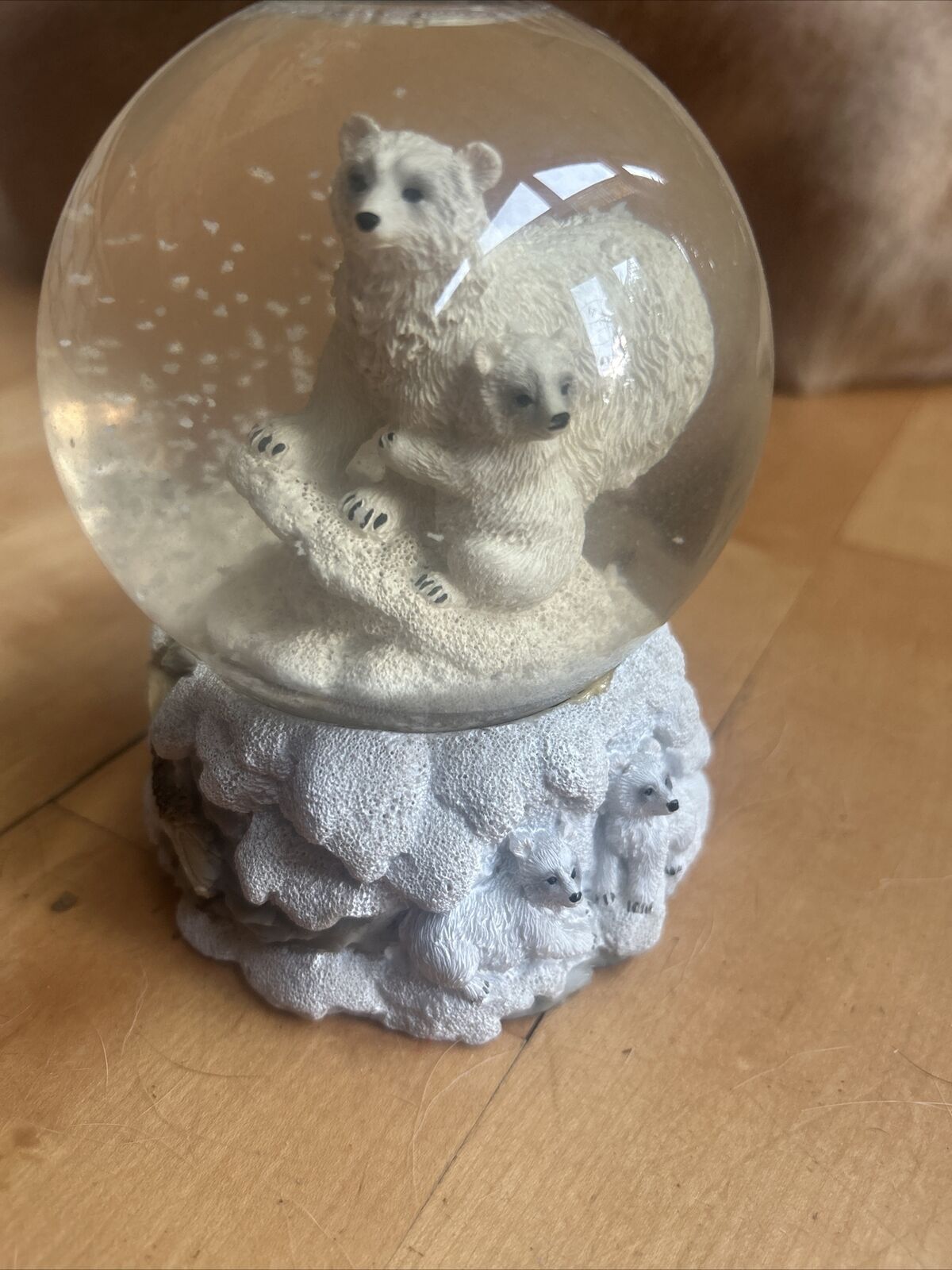 vintage glass Polar Bear snow globe