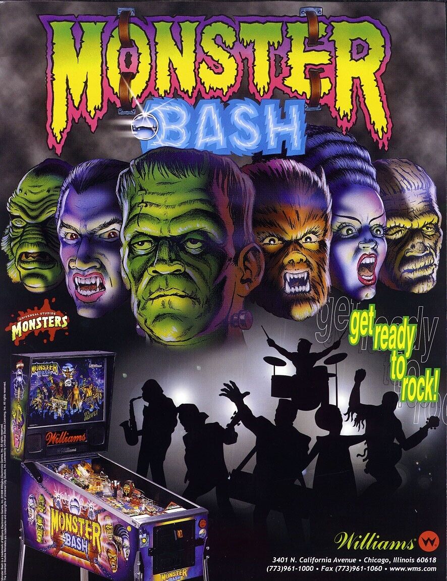 Monster Bash Pinball FLYER Original Unused Vintage Promo Art Horror Halloween