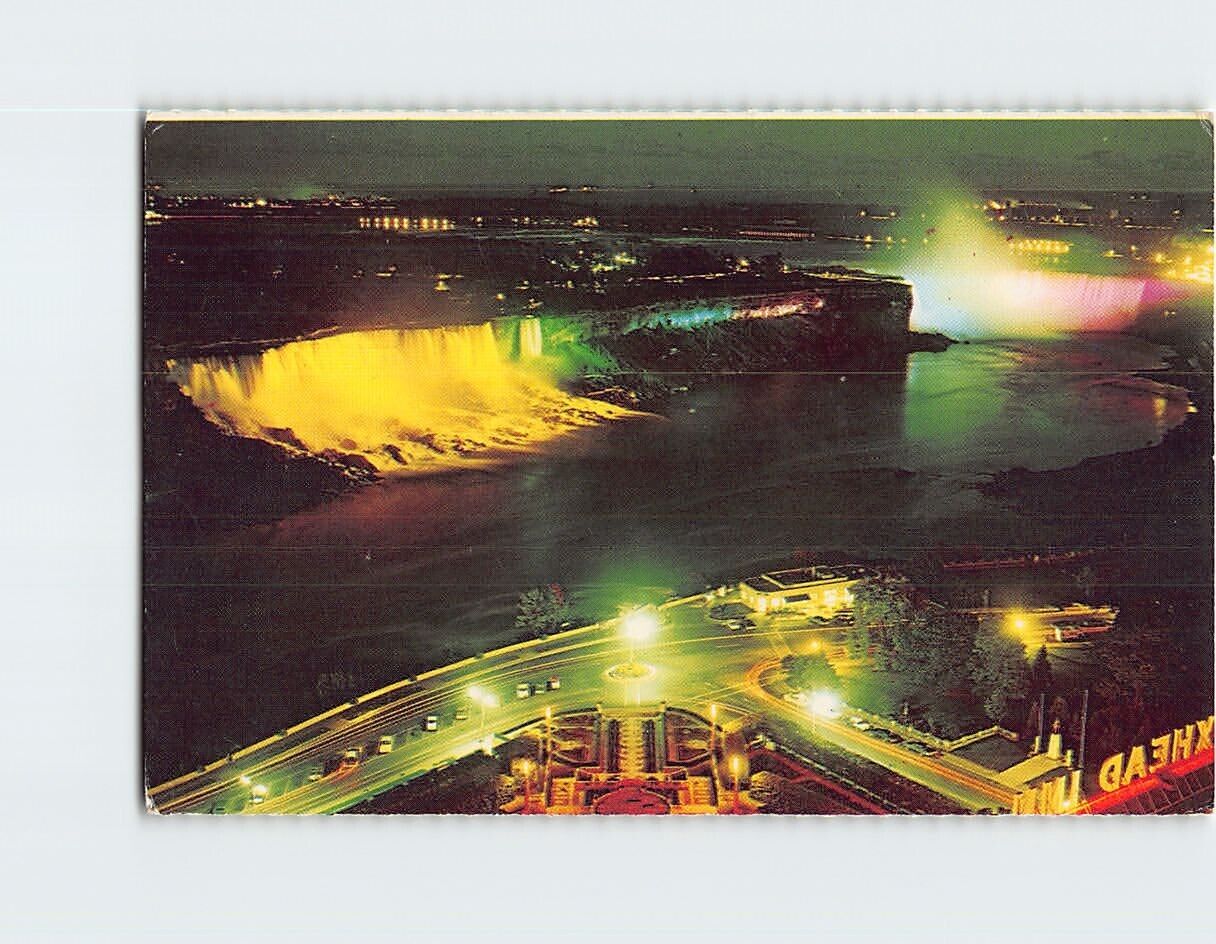 Postcard Niagara Falls Illuminated Niagara Falls Canada Niagara Falls