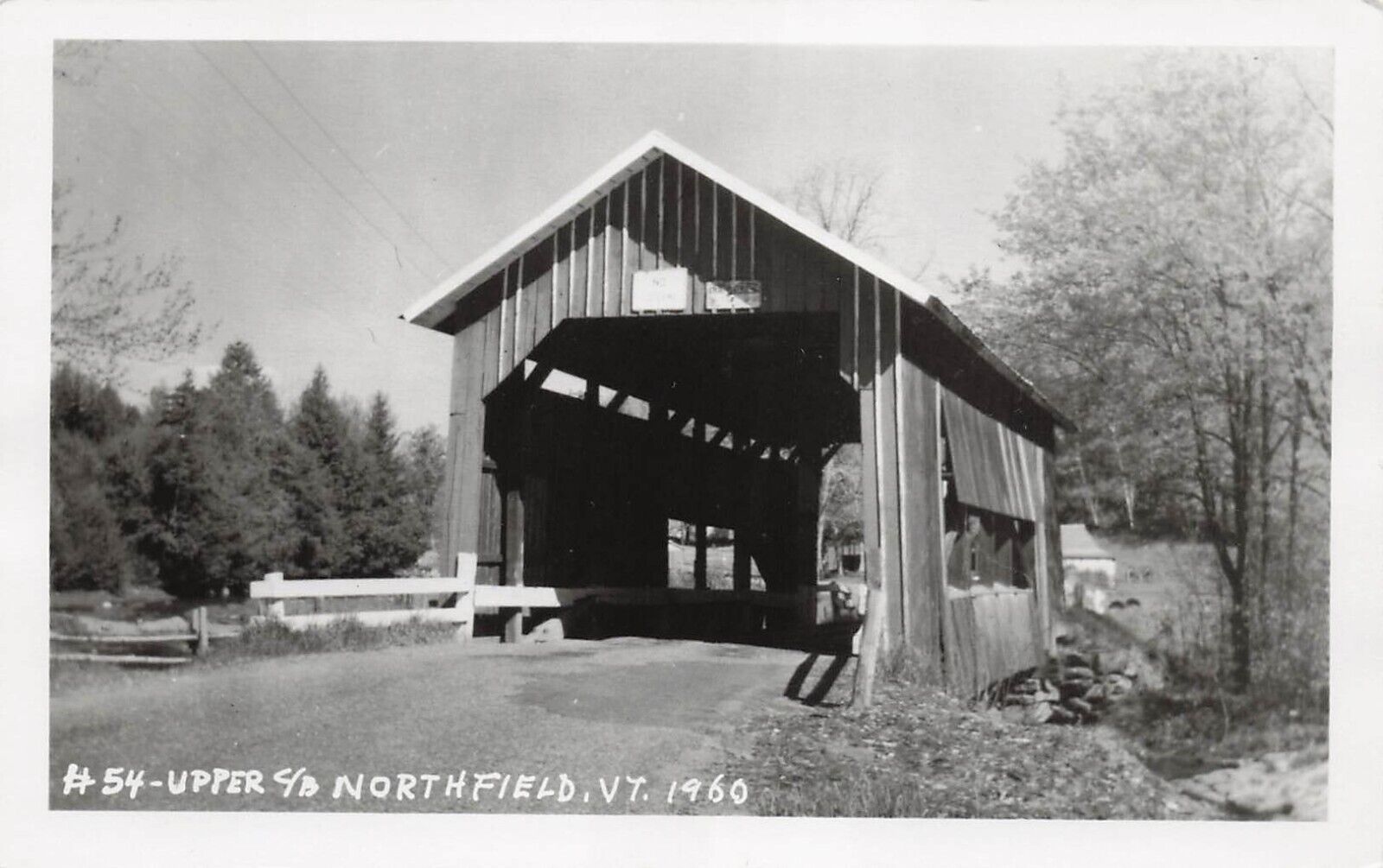RPPC Northfield Falls Vermont Upper Cox Brook Covered Bridge Photo Postcard E36