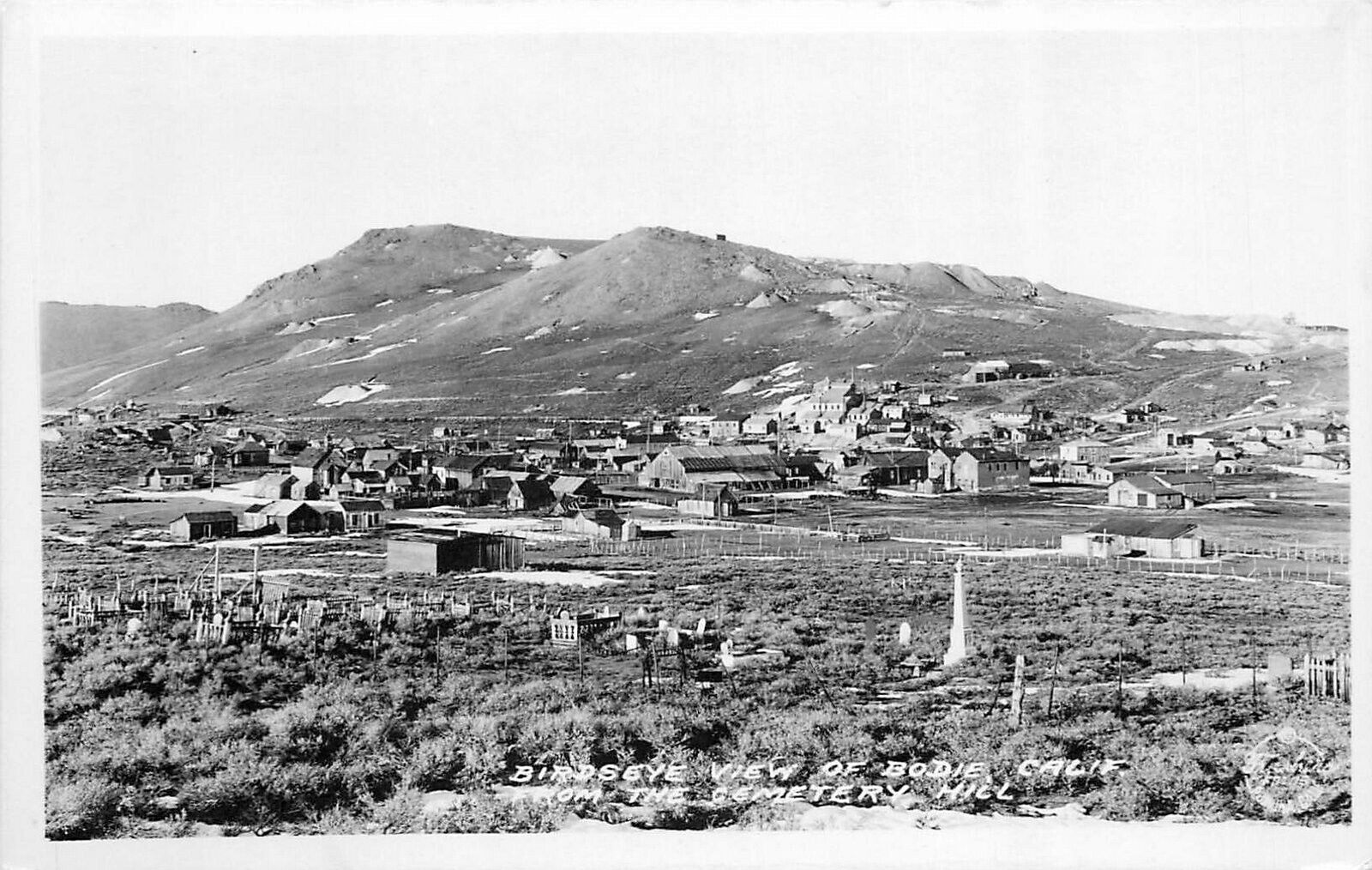Postcard RPPC 1940s California Bodie Birdseye View  Cemetery Hill CA24-1646