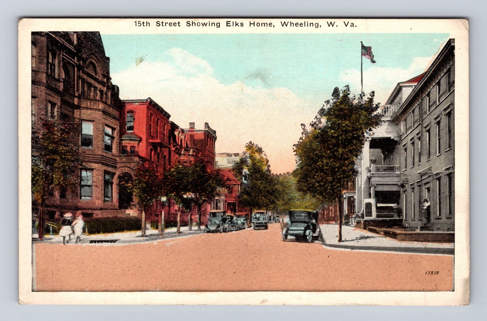Wheeling WV-West Virginia, Street Showing Elks Home, Antique, Vintage Postcard