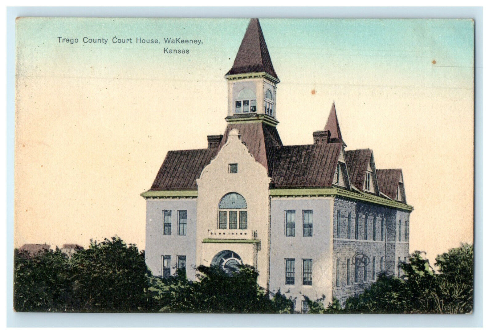 1909 Trego County Court House, WaKeeney Kansas KS Posted Postcard