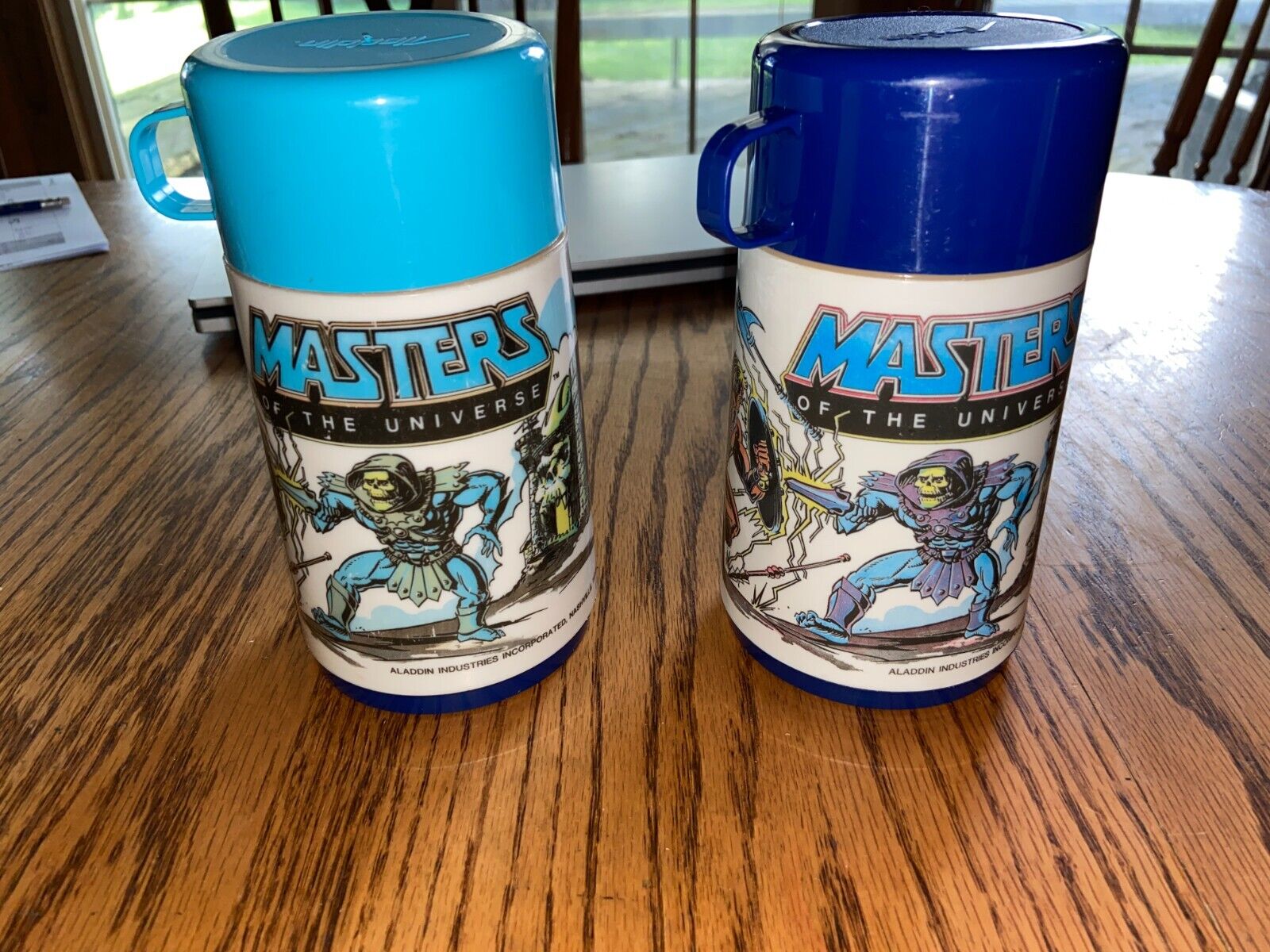 2 Vintage 1983 He-Man Masters of the Universe Aladdin Thermos **read**