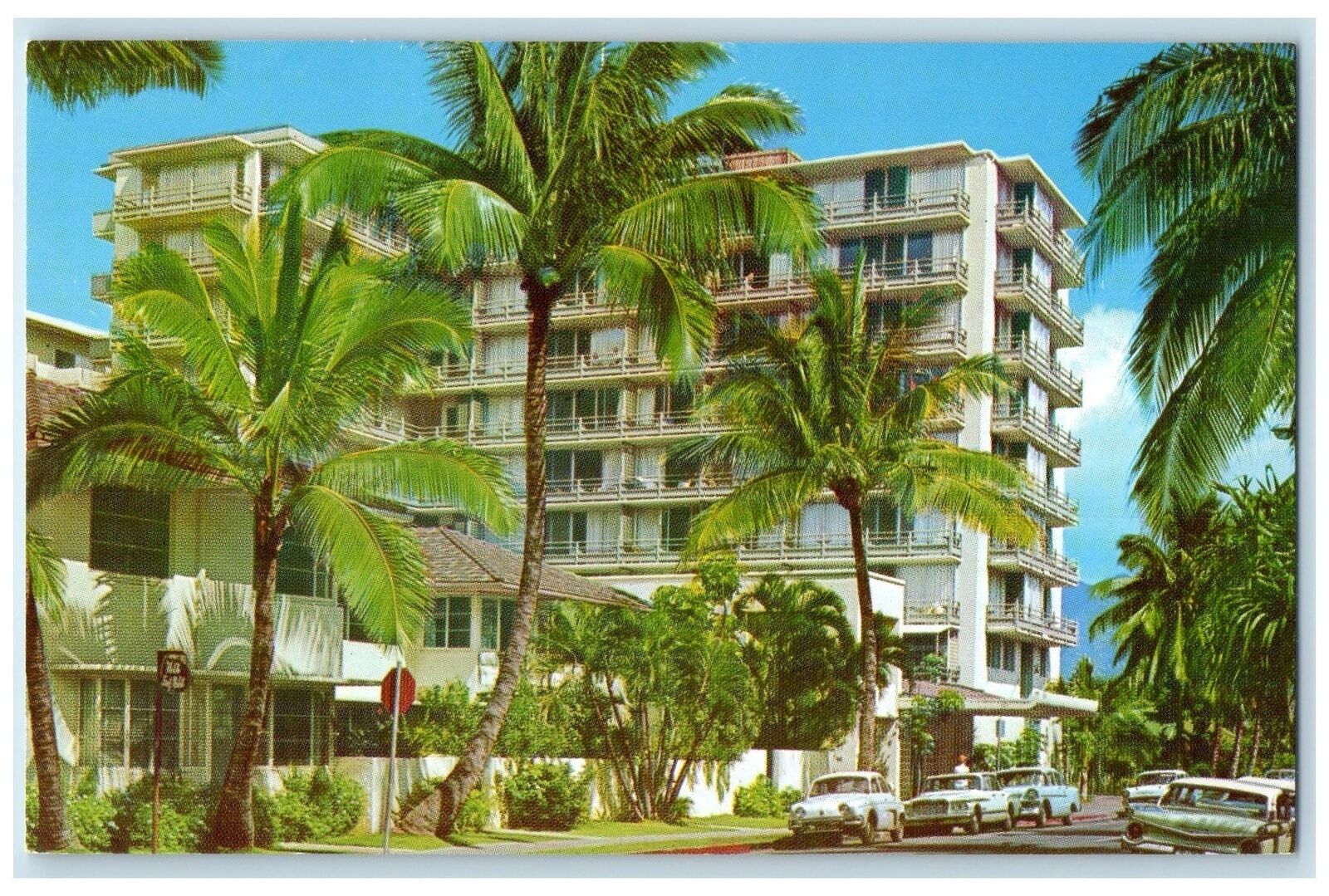 c1960's Waikiki Surf Hotel Exterior Waikiki Hawaii HI Unposted Trees Postcard