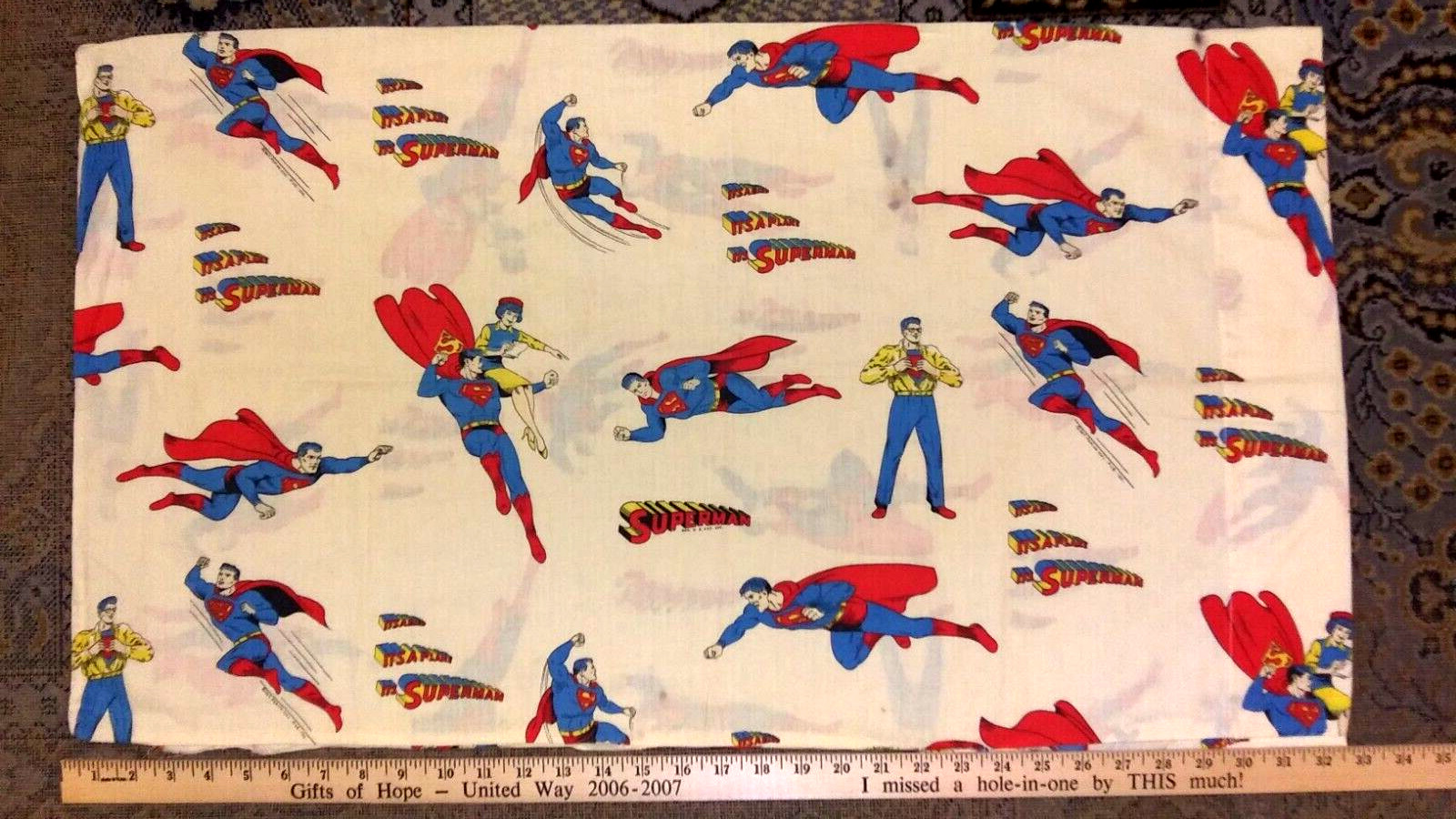 Vintage 1960s DC  SUPERMAN  - 1  Pillowcase / IT'S A BIRD, IT'S A PLANE