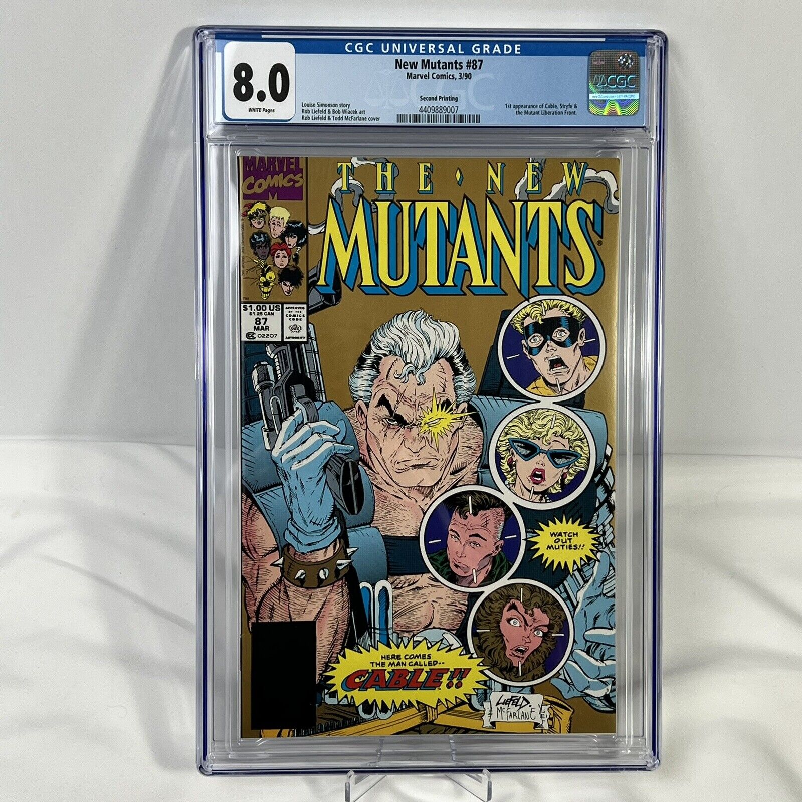 New Mutants #87 CGC 8.0 Marvel Comics 1990 2nd print Gold edition 1st Cable