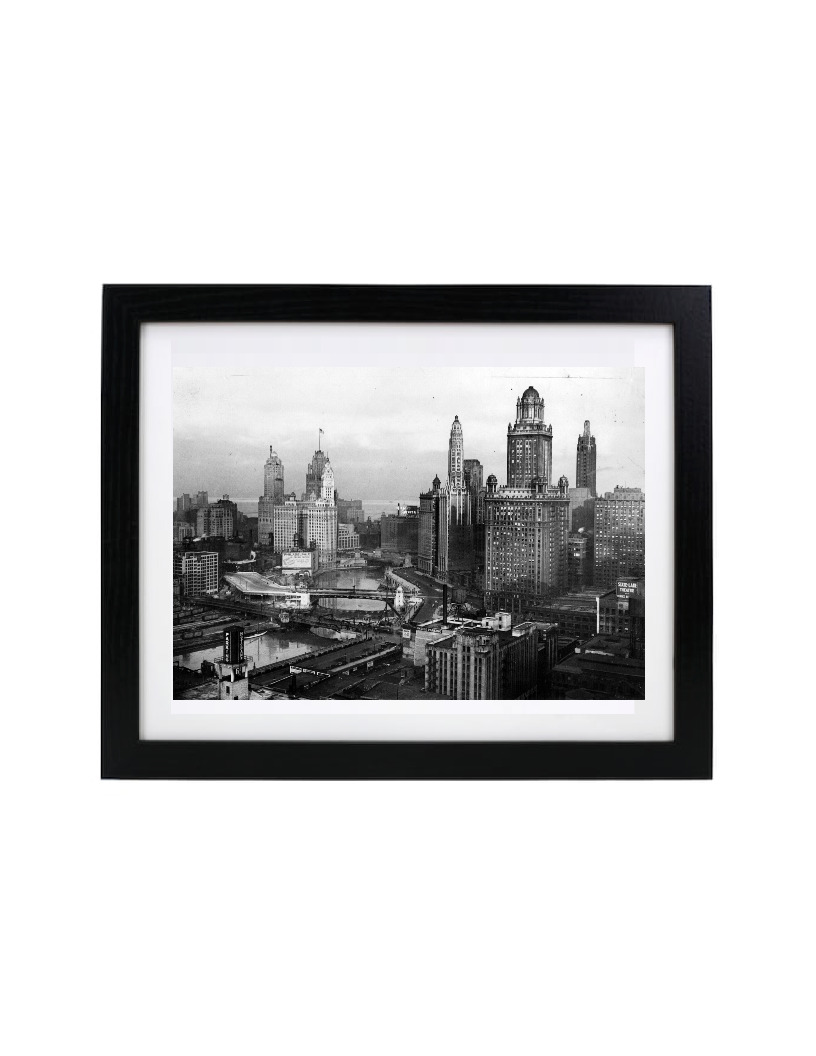 1931 Chicago Skyline Cityscape Windy City Illinois Matted & Framed Photo Picture