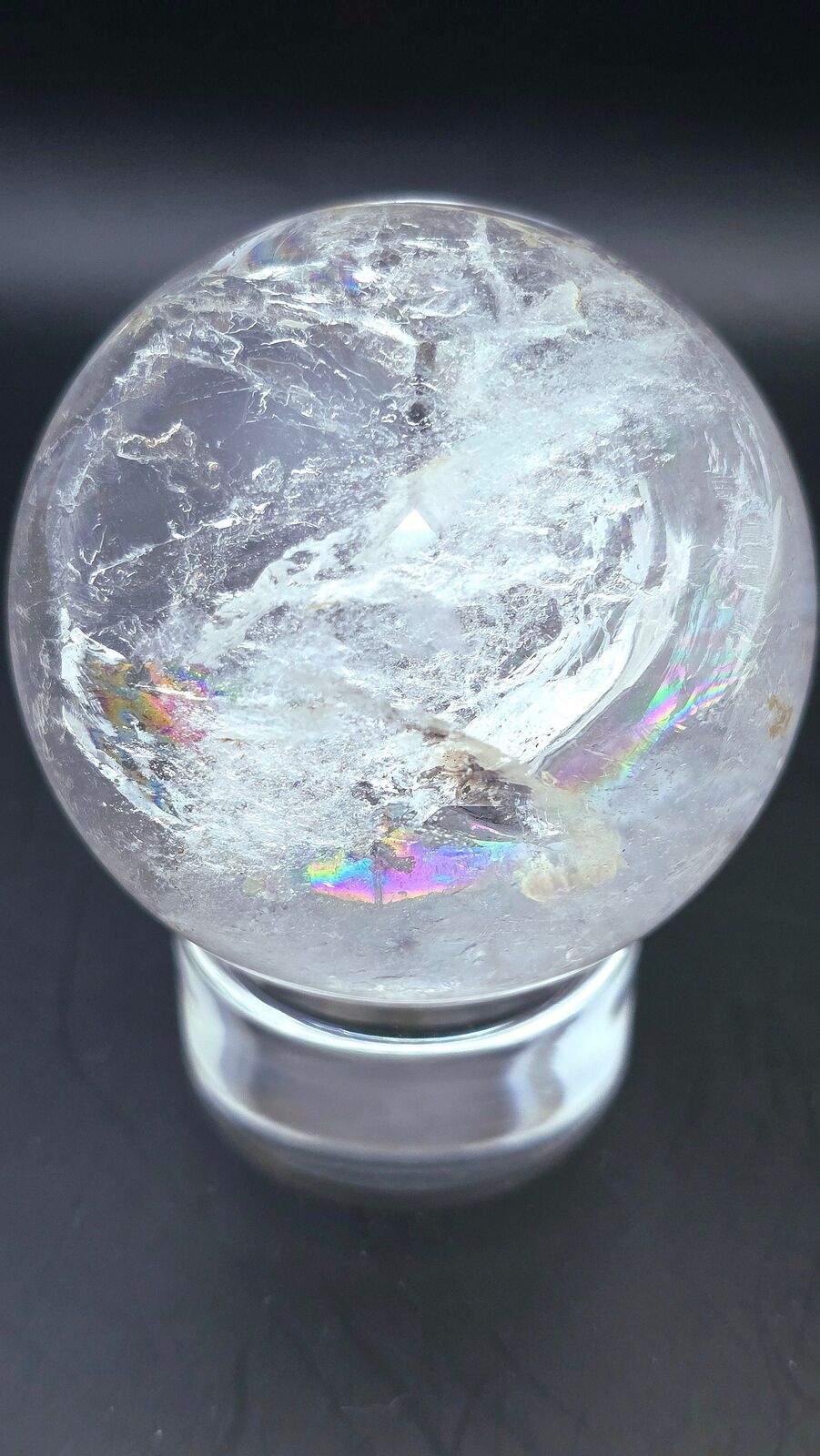 Premium Rainbow Clear Quartz Sphere 313.5g | High-Quality Crystal Healing Energy