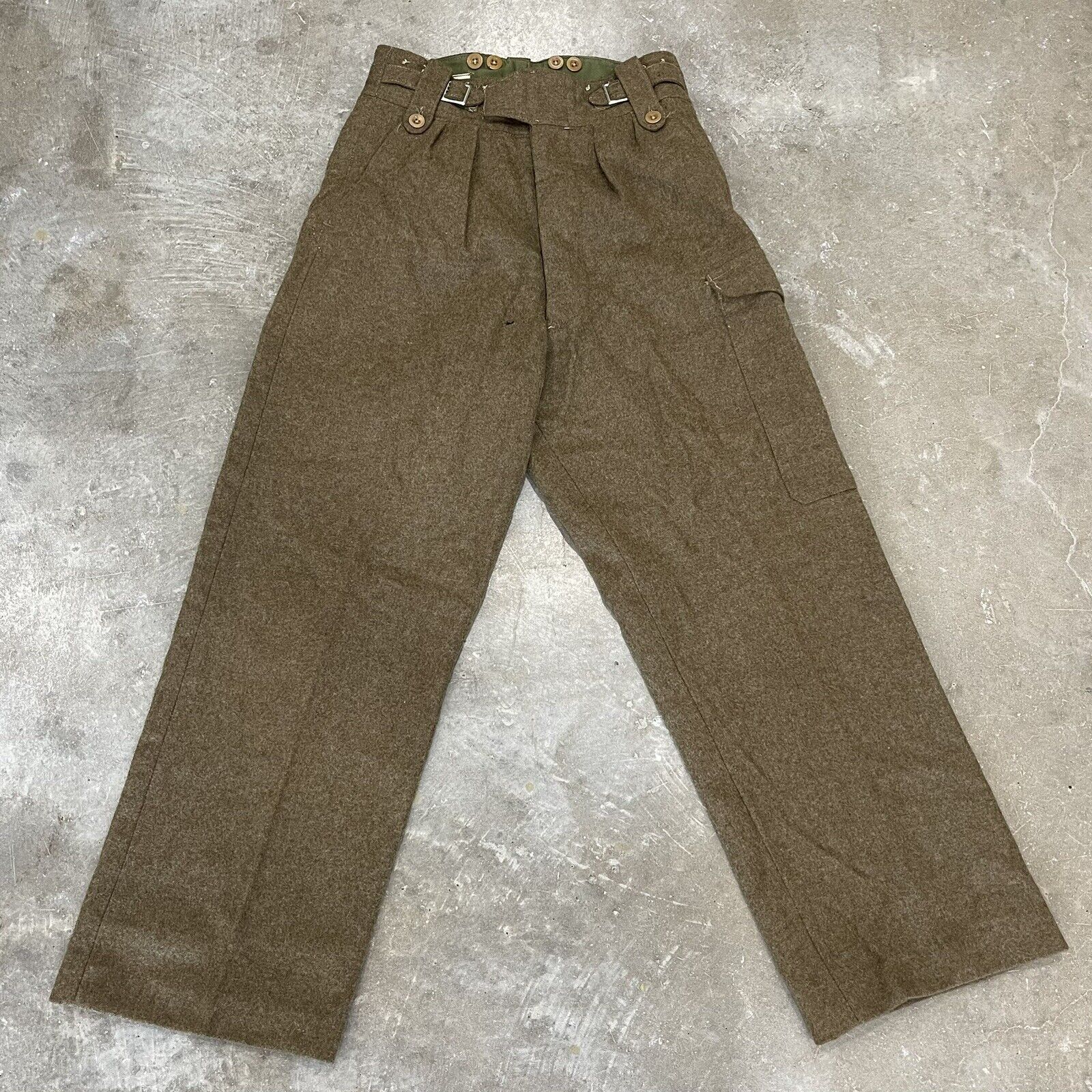 Vintage Post WW2 Battledress  1949 Pattern Wool Military Trousers Size 10 30x29
