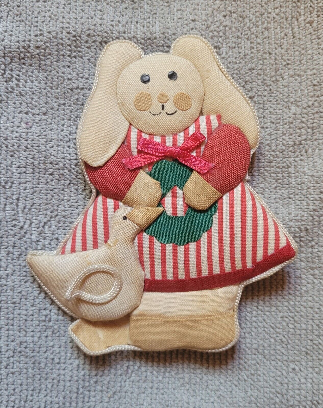 Bunny Duck Wreath Holiday Theme Country Refrigerator Magnet Fabric 