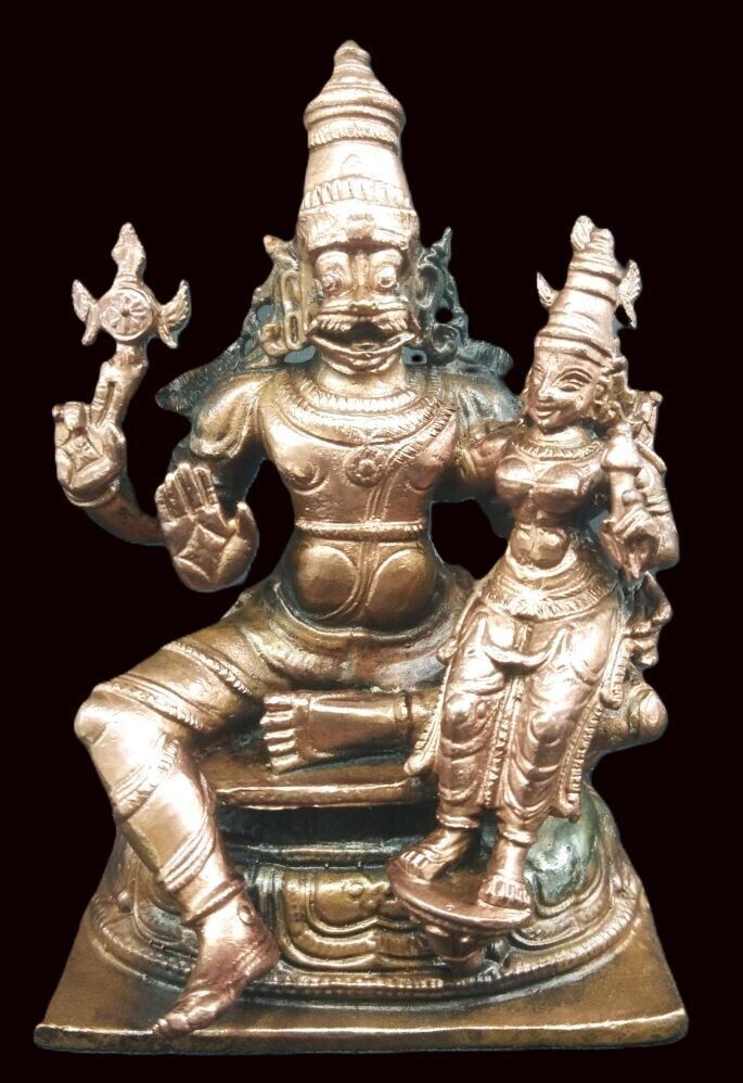 Laxmi Narsimha / Lakshmi Narasimha Idol in Pure Solid Copper