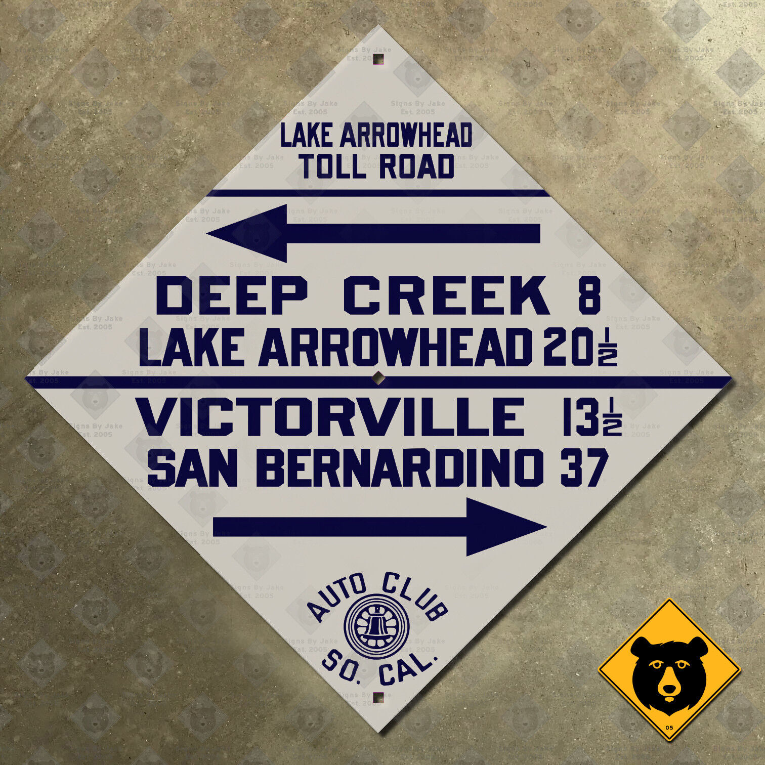Lake Arrowhead Victorville California ACSC highway road sign auto club AAA 1922