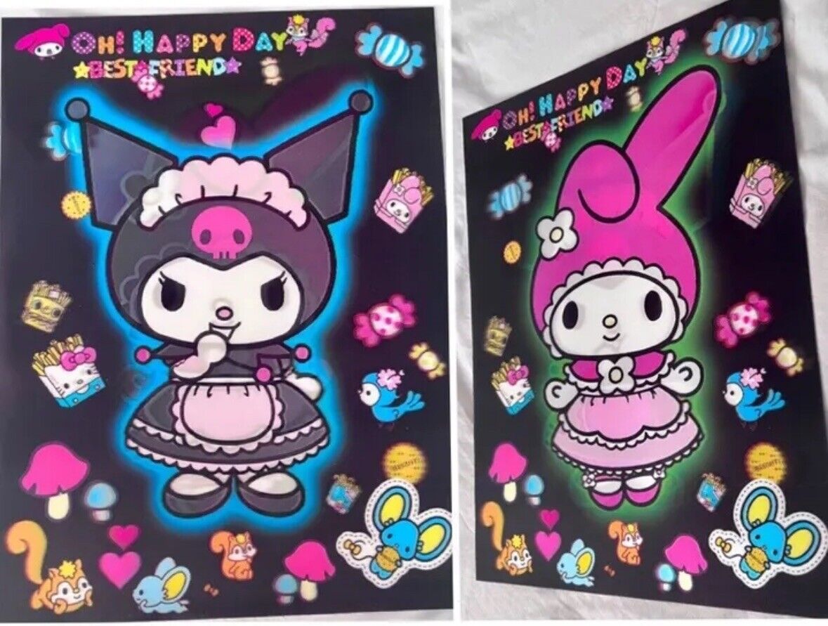 Kuromi/Melody•3D Lenticular Effect 2-in-1 Poster• Hello Kitty Sanrio