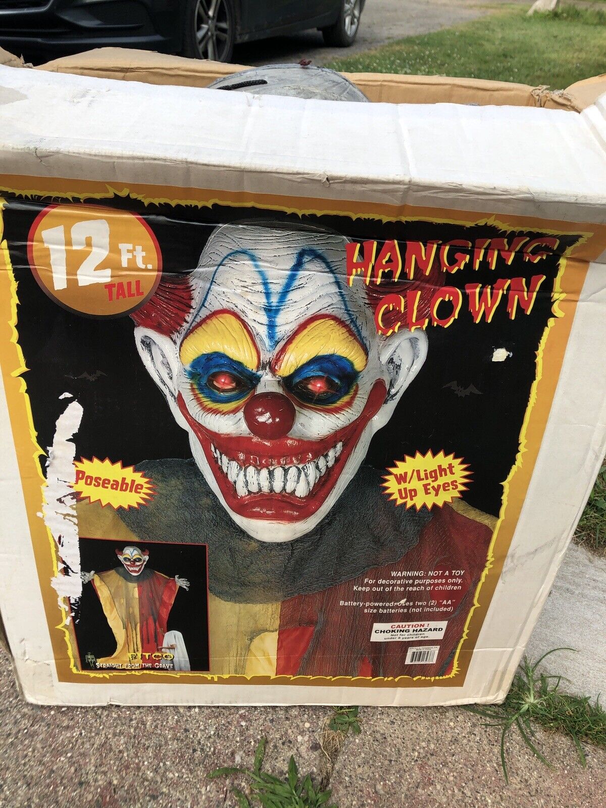 12 ft hanging clown fitco rare halloween prop spirit gemmy Light Up Htf Huge