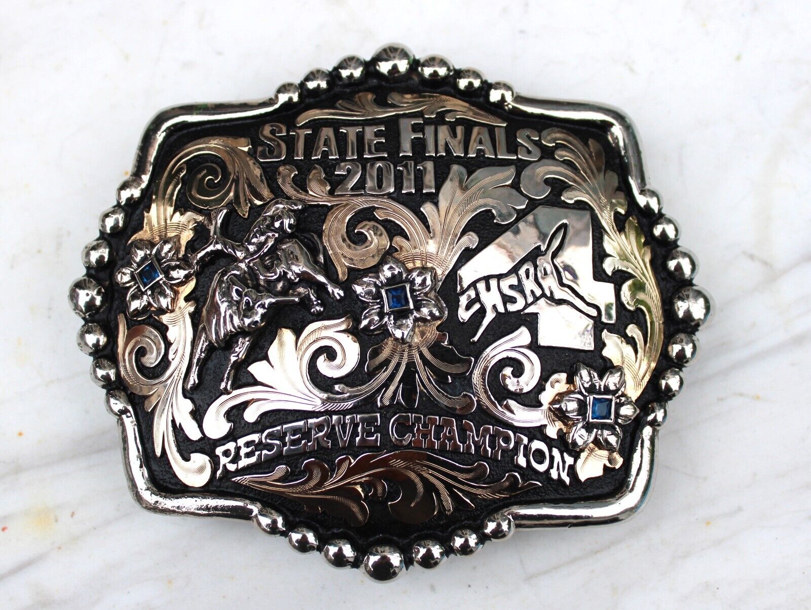 Rodeo Trophy Bob Berg Western Belt Buckle 2011 State Finals Reserve Champion
