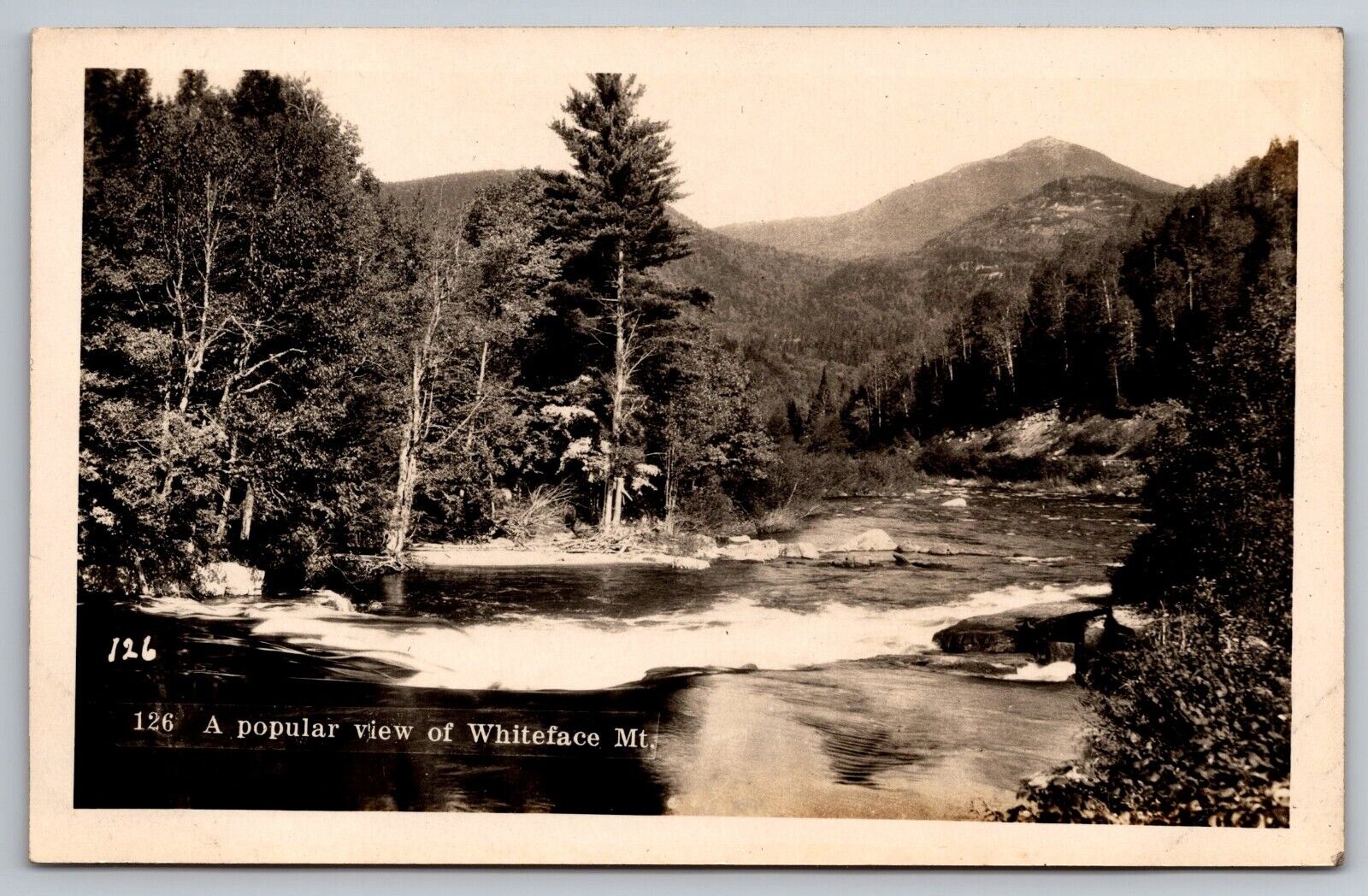 A Popular View of Whiteface Mountain. New York Real Photo Postcard RPPC